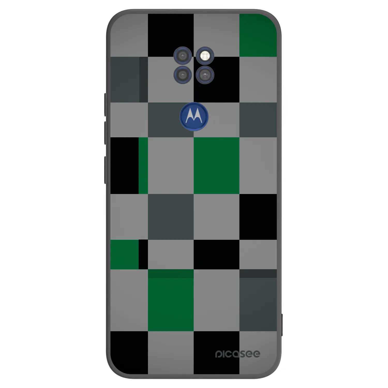 Picasee silikonowe czarne etui na Motorola Moto G9 Play - Block Grid