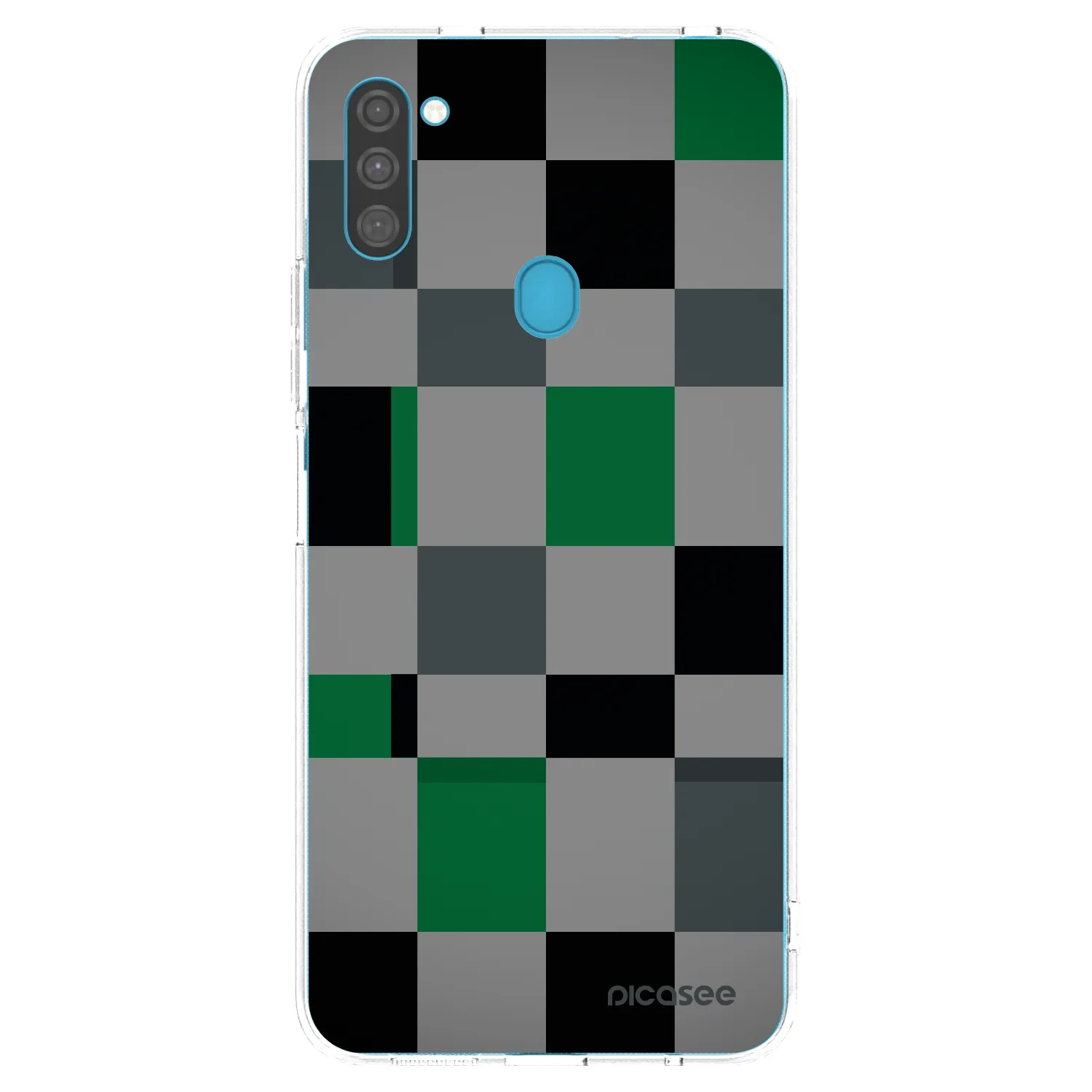 Picasee silikonowe przeźroczyste etui na Samsung Galaxy M11 - Block Grid