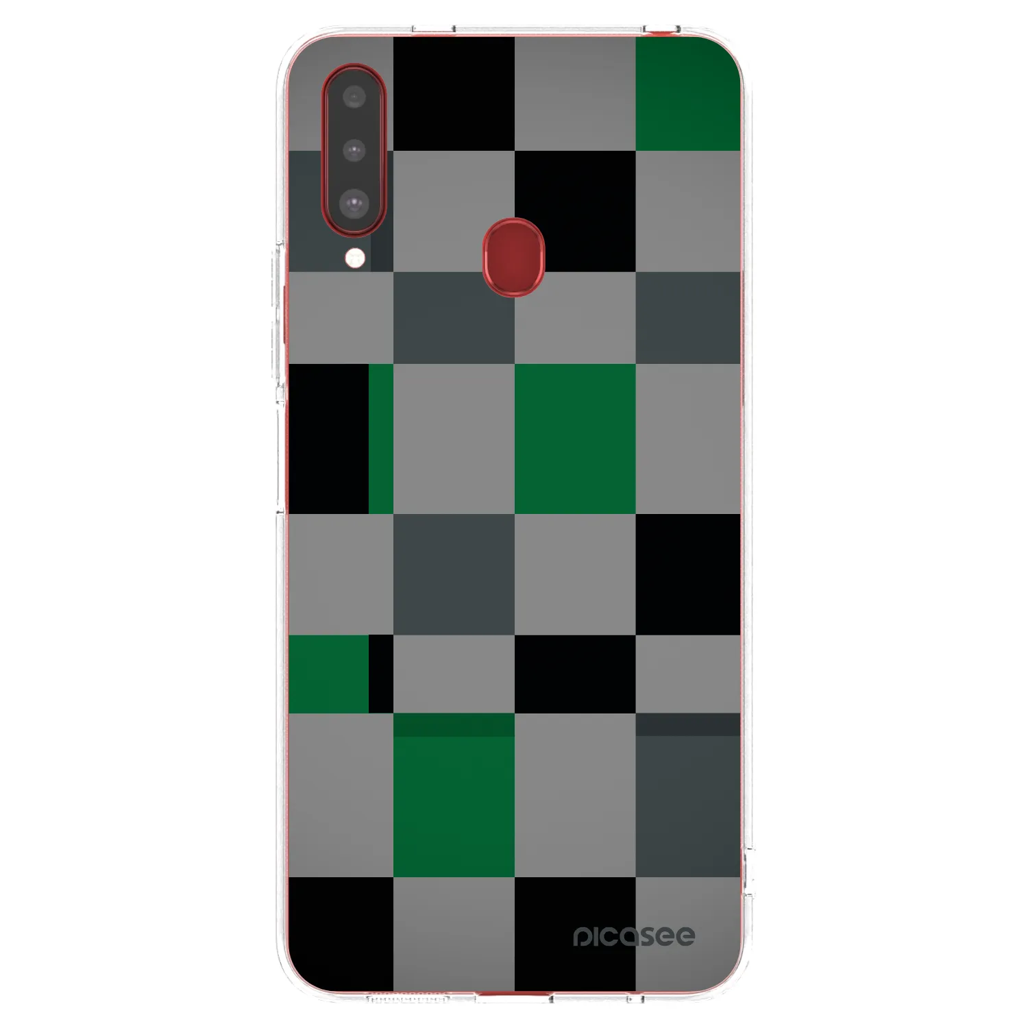 Picasee silikonowe przeźroczyste etui na Samsung Galaxy A20s - Block Grid