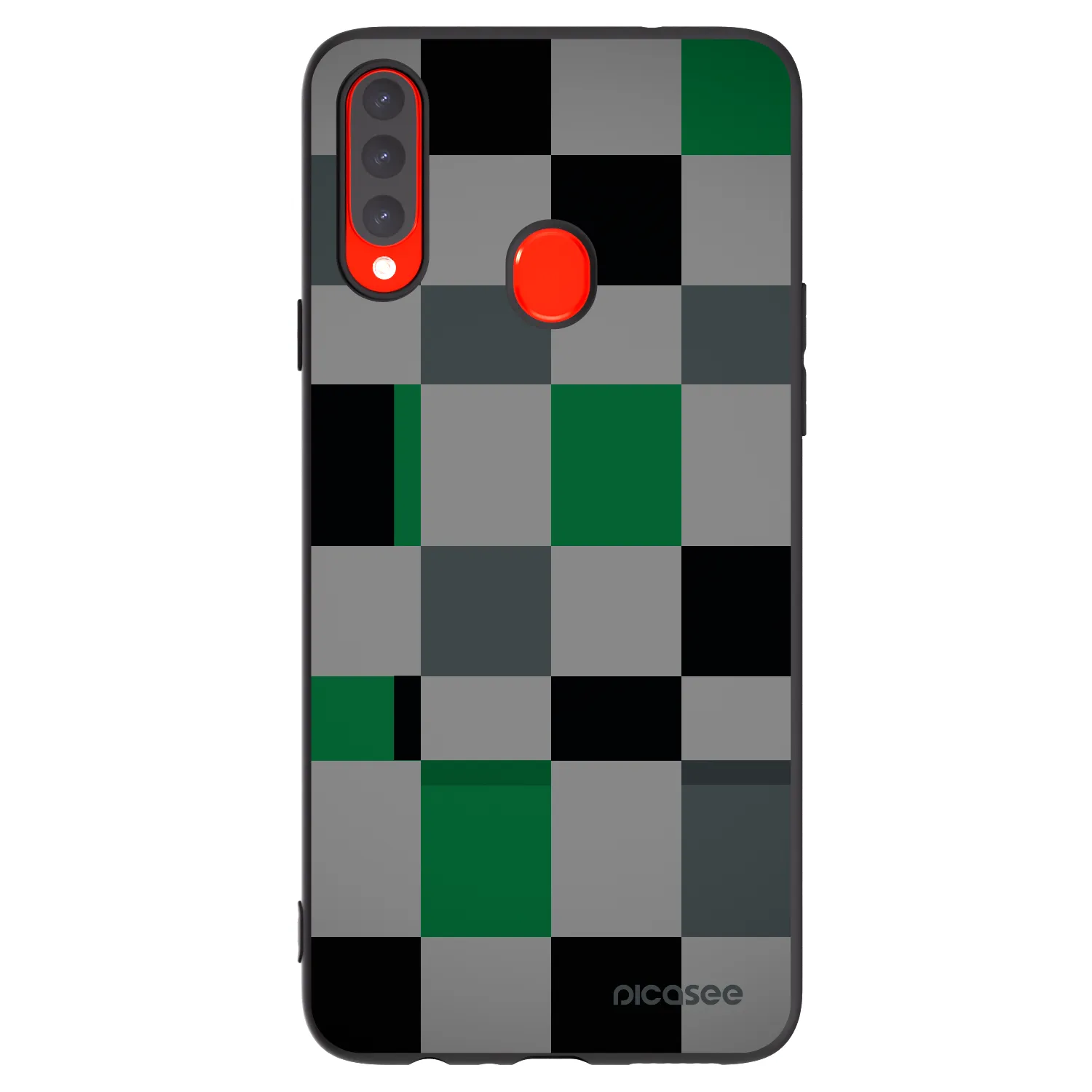 Picasee silikonowe czarne etui na Samsung Galaxy A20s - Block Grid
