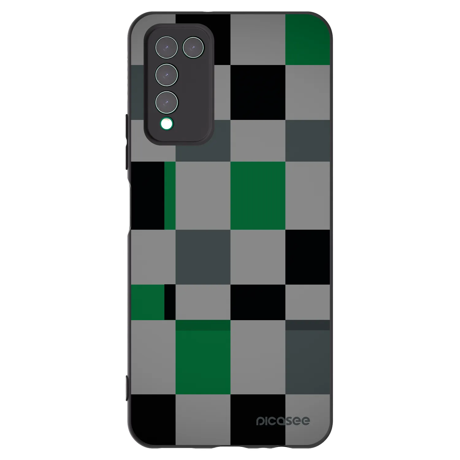 Picasee silikonowe czarne etui na Honor 10X Lite - Block Grid