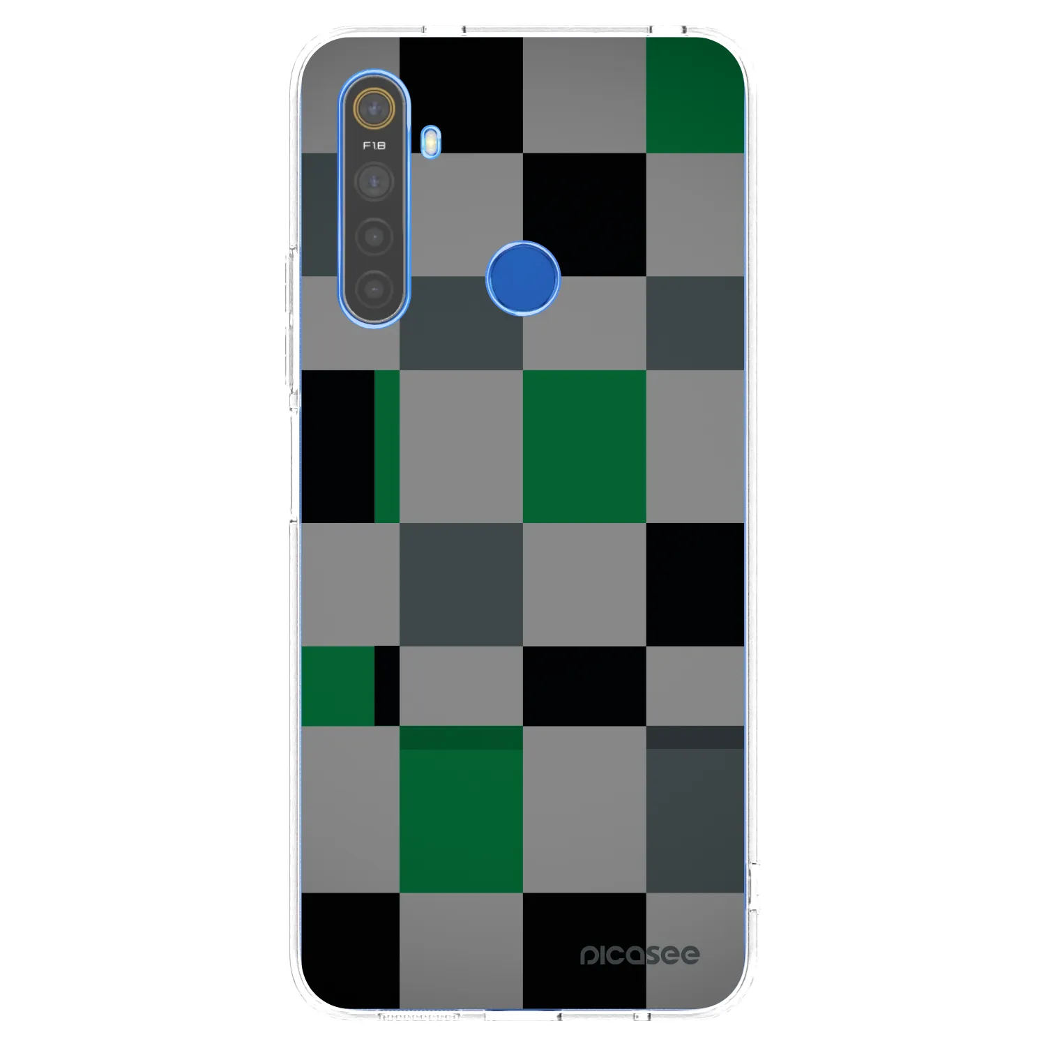 Picasee silikonowe przeźroczyste etui na Realme 5 - Block Grid