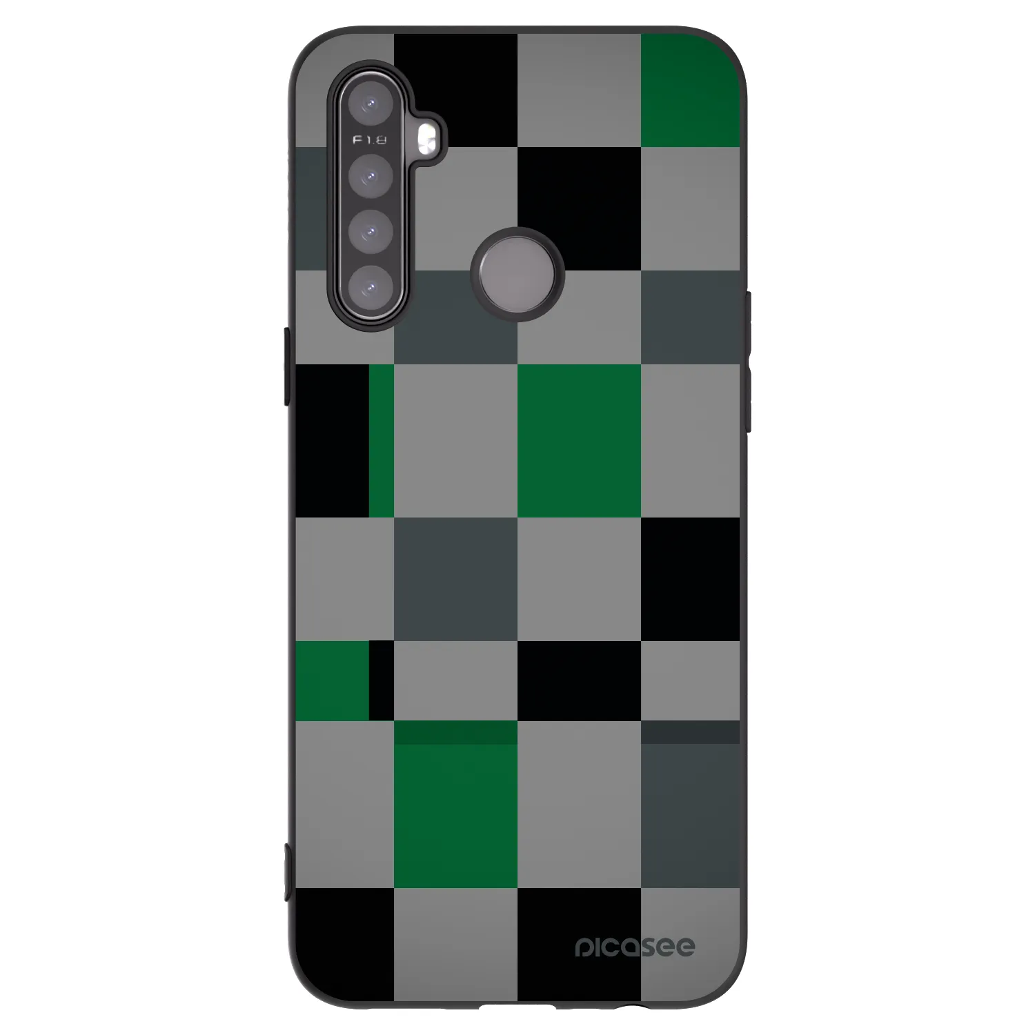 Picasee silikonowe czarne etui na Realme 5 - Block Grid