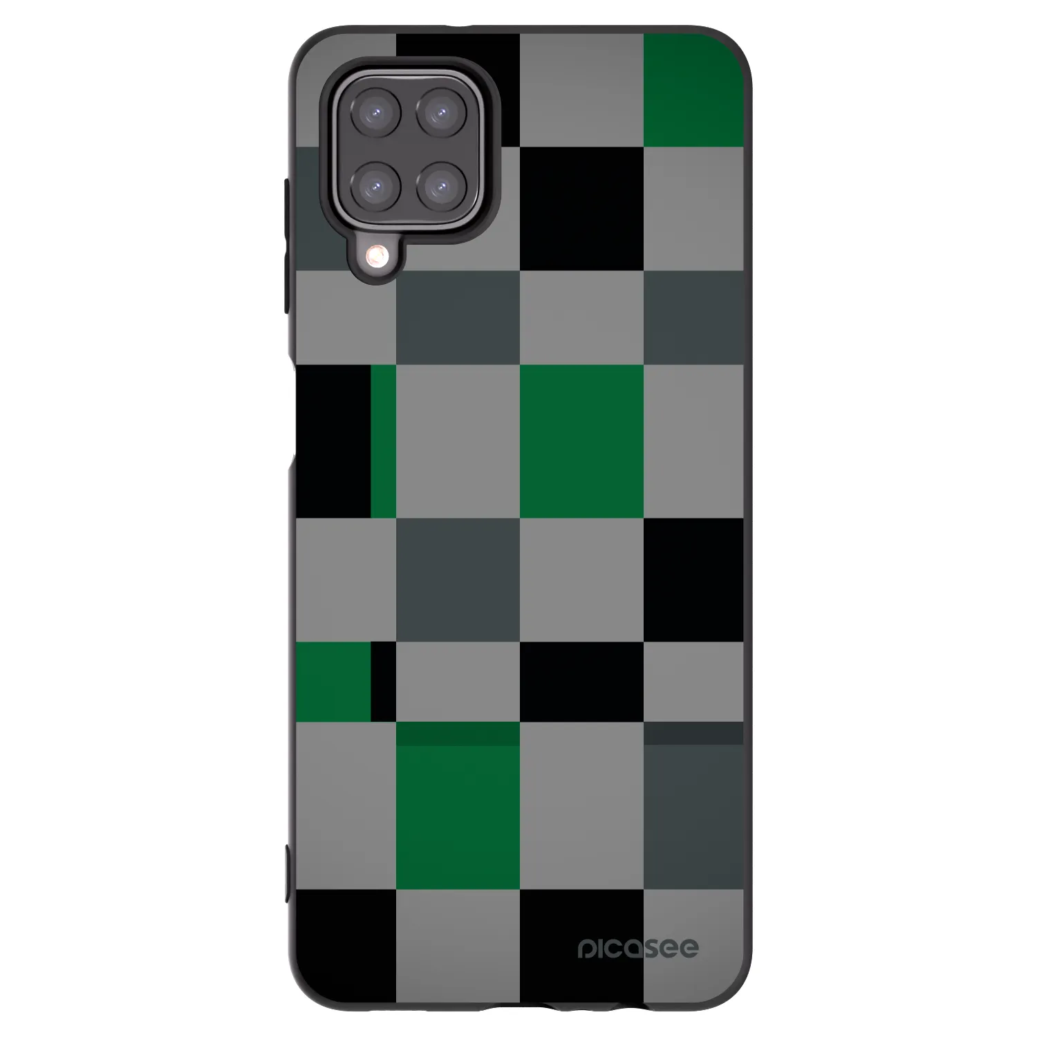 Picasee silikonowe czarne etui na Samsung Galaxy A12 A125F - Block Grid