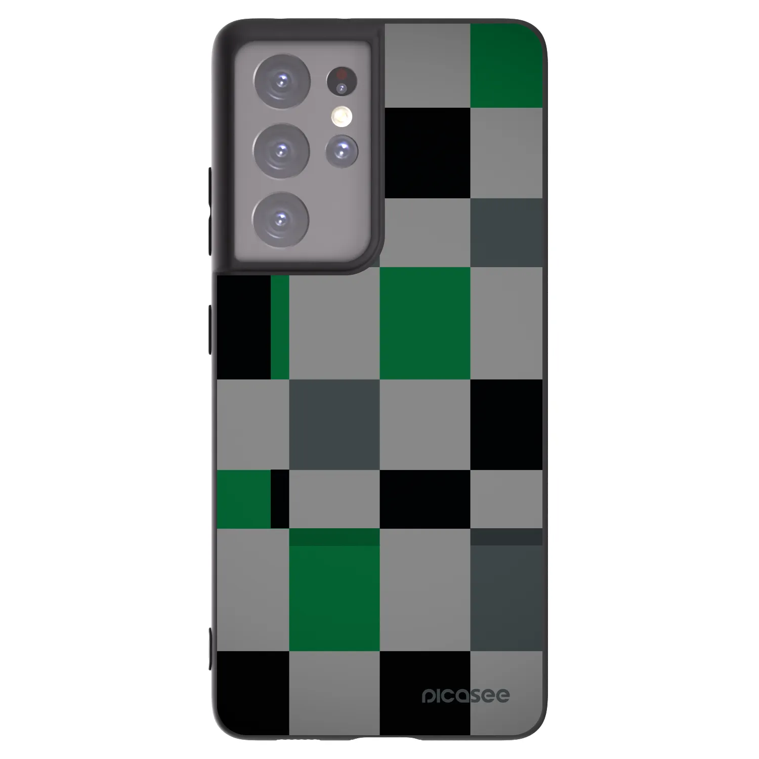 Picasee silikonowe czarne etui na Samsung Galaxy S21 Ultra 5G G998B - Block Grid