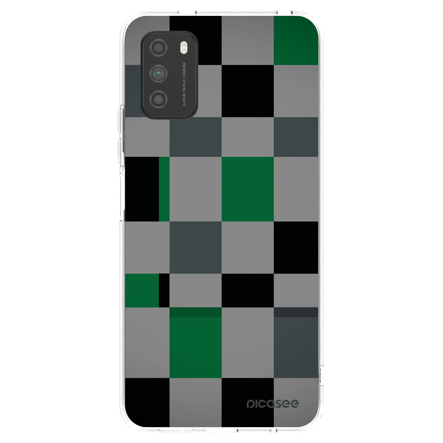 Picasee silikonowe przeźroczyste etui na Xiaomi Poco M3 - Block Grid