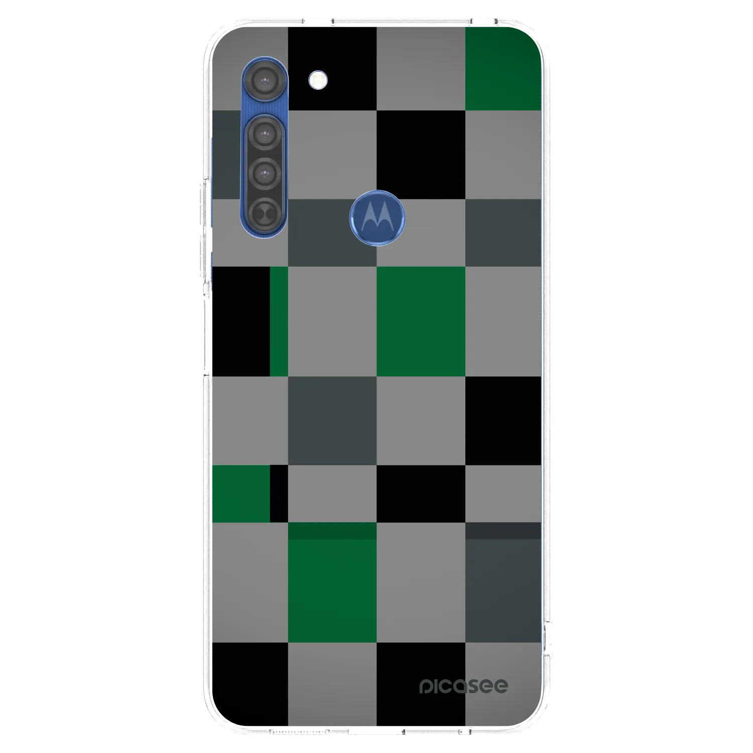 Picasee silikonowe przeźroczyste etui na Motorola Moto G8 - Block Grid