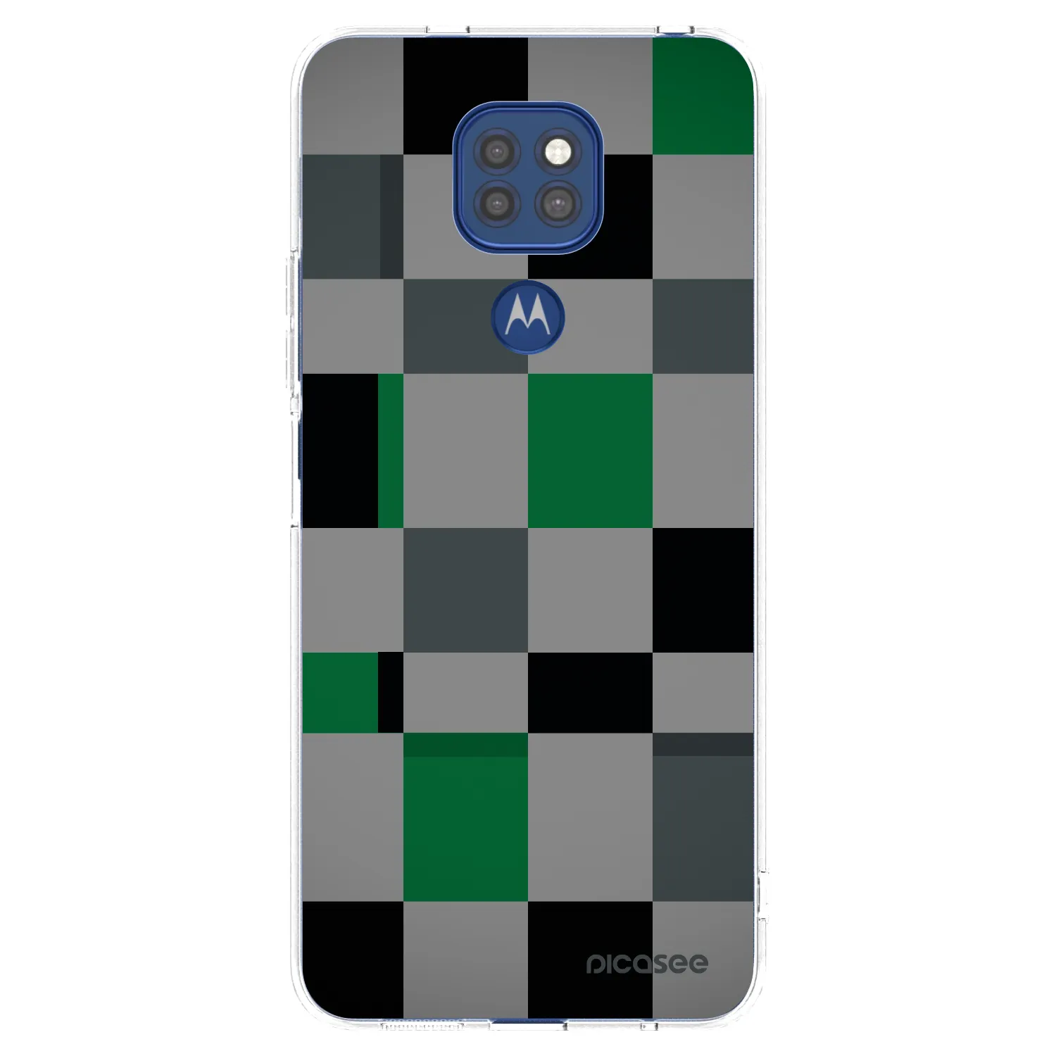 Picasee silikonowe przeźroczyste etui na Motorola Moto G9 Play - Block Grid