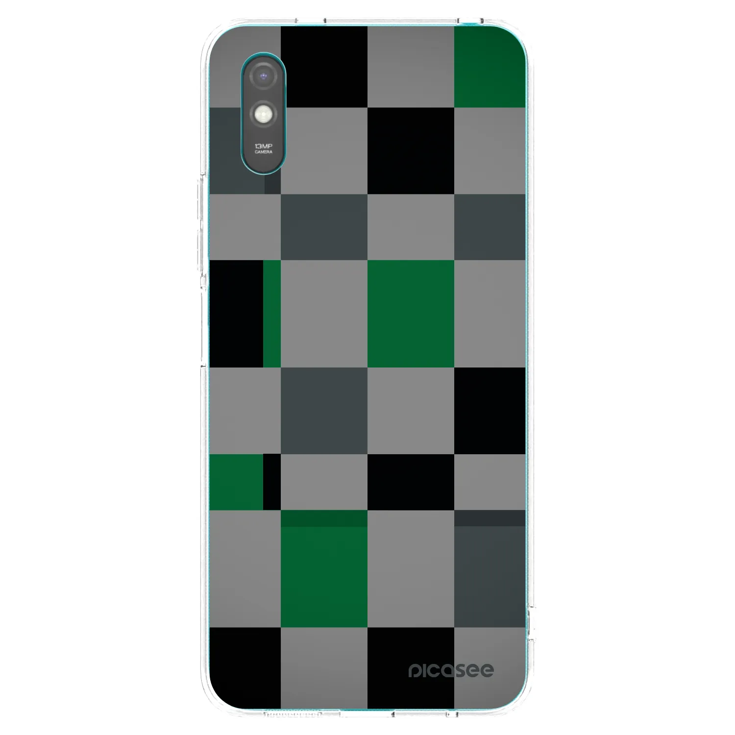 Picasee silikonowe przeźroczyste etui na Xiaomi Redmi 9AT - Block Grid