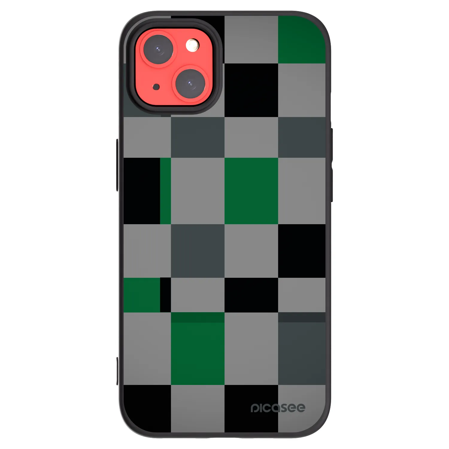 Picasee silikonowe czarne etui na Apple iPhone 13 - Block Grid