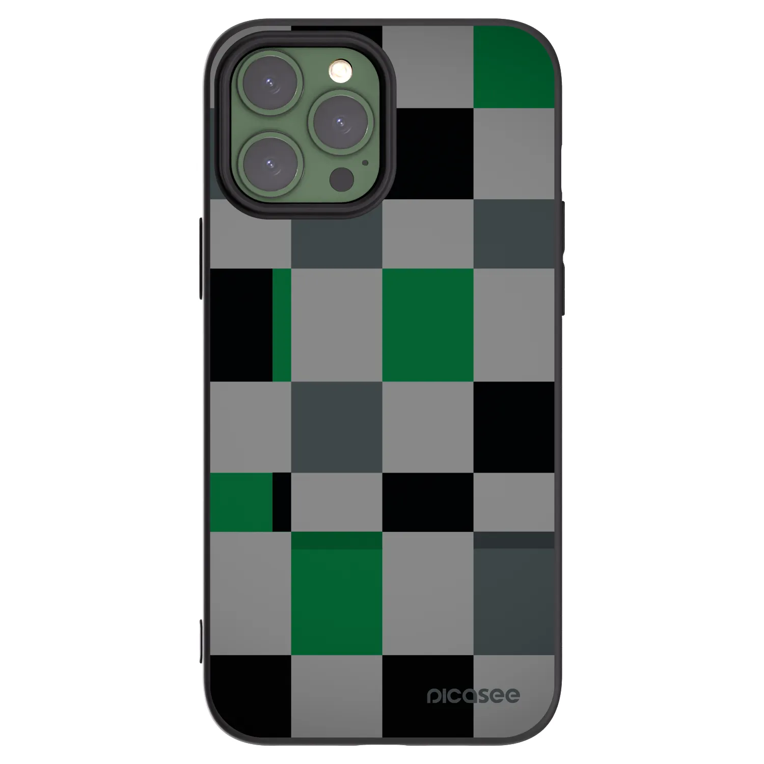 Picasee silikonowe czarne etui na Apple iPhone 13 Pro Max - Block Grid