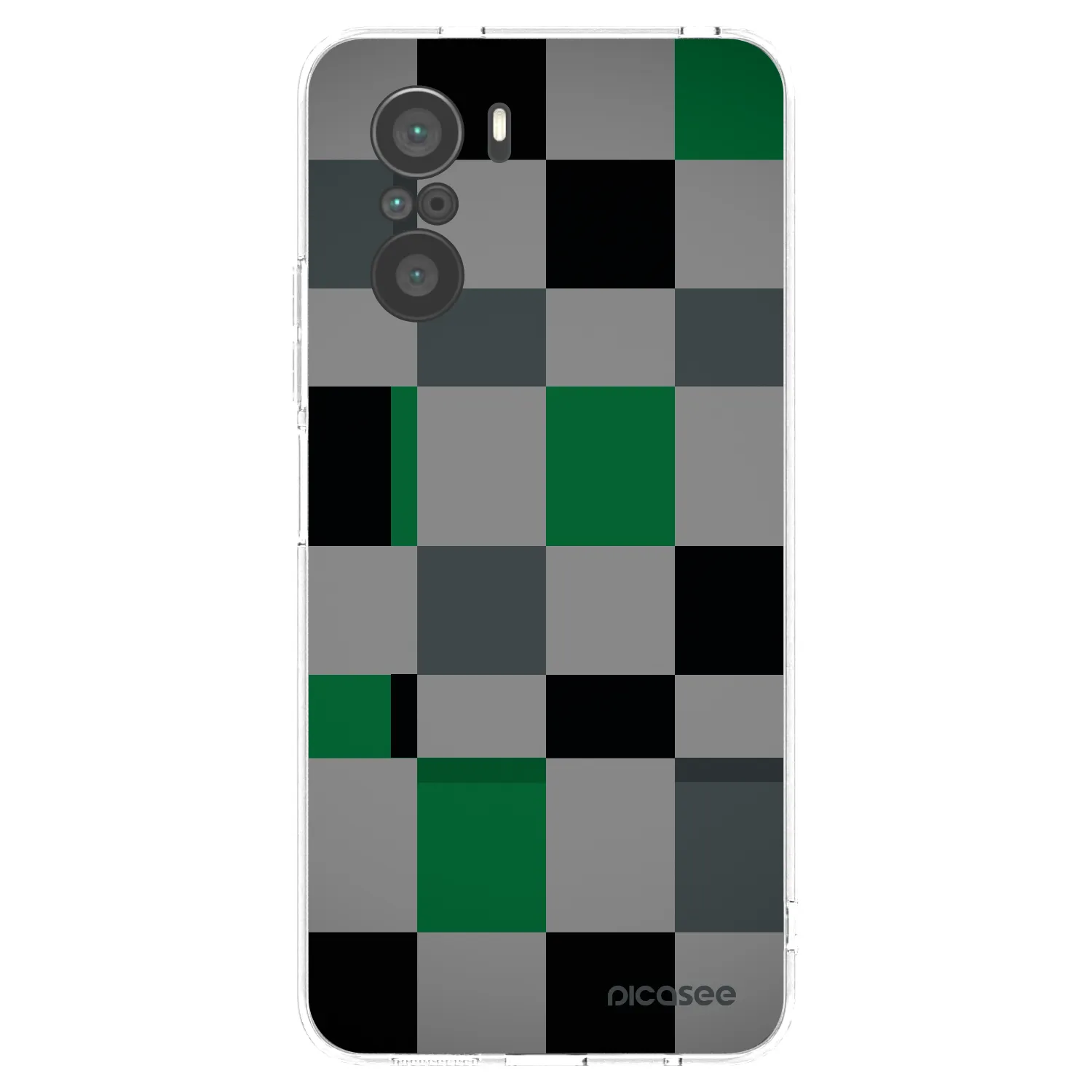 Picasee silikonowe przeźroczyste etui na Xiaomi Poco F3 - Block Grid