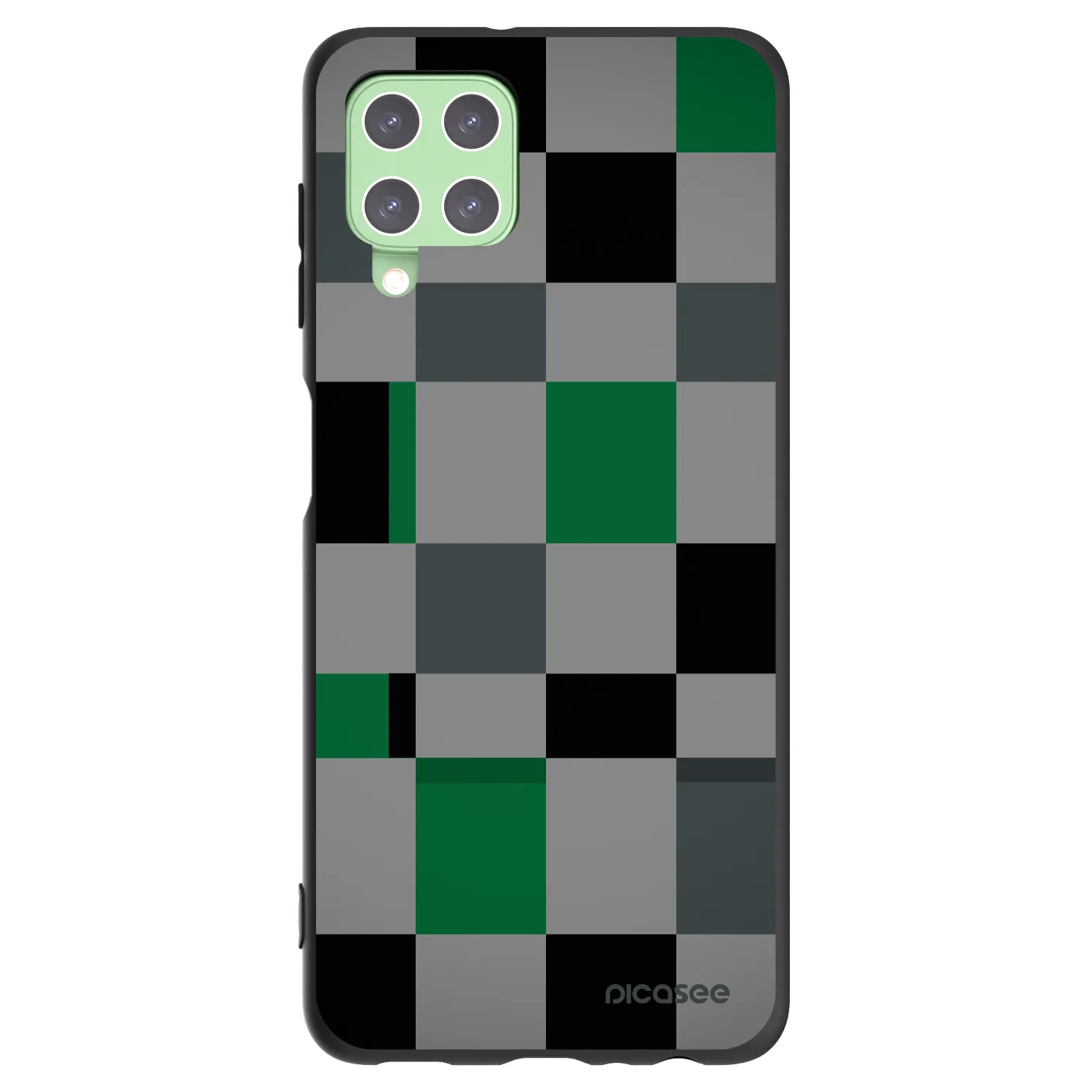 Picasee silikonowe czarne etui na Samsung Galaxy A22 A225F 4G - Block Grid