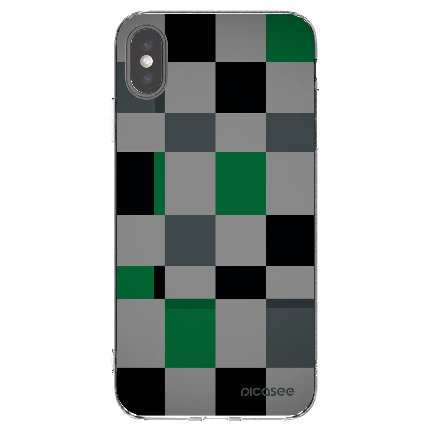 Picasee silikonowe przeźroczyste etui na Apple iPhone XS Max - Block Grid