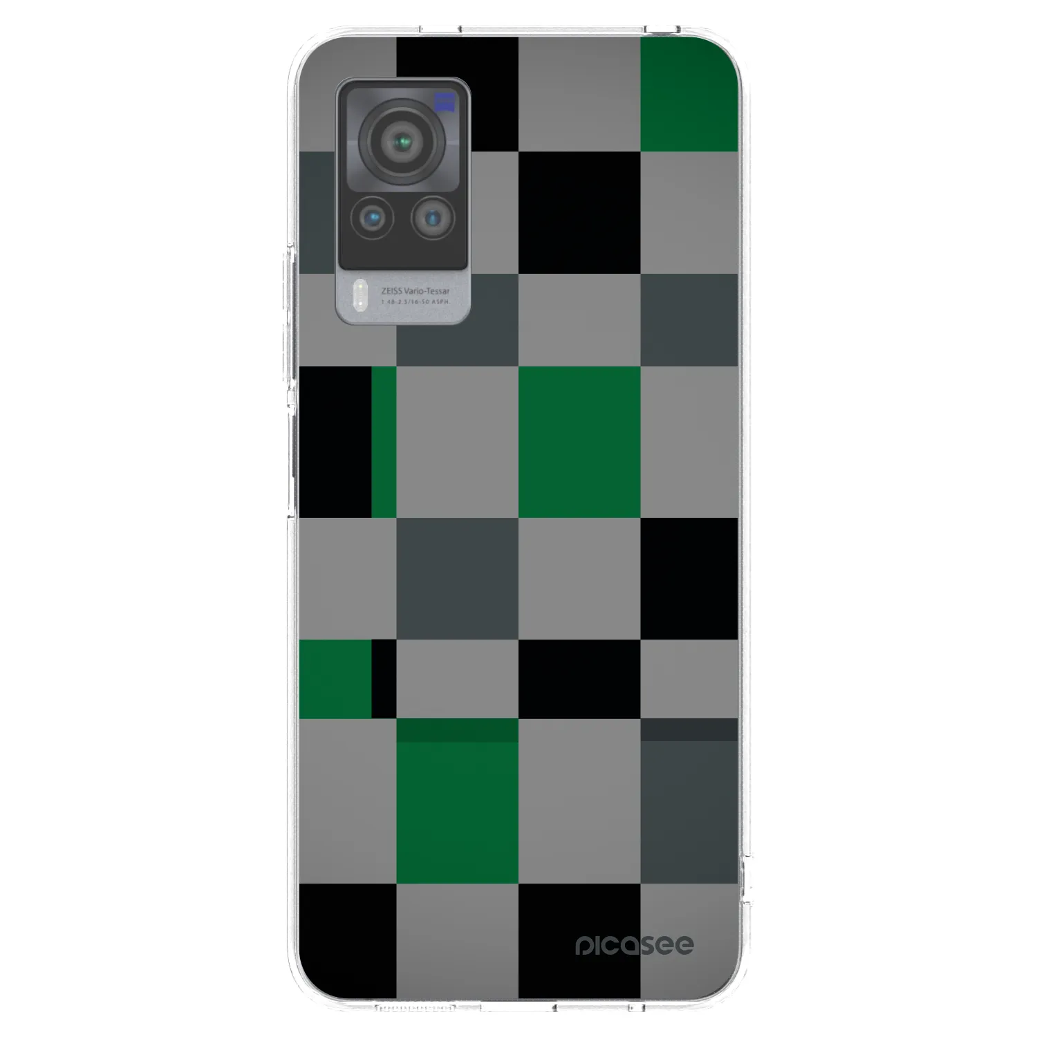Picasee silikonowe przeźroczyste etui na Vivo X60 Pro 5G - Block Grid