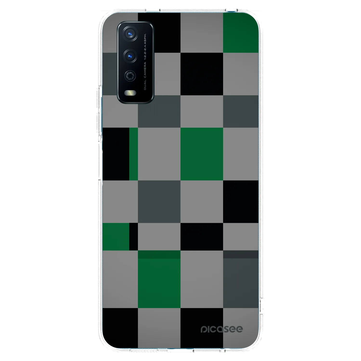 Picasee silikonowe przeźroczyste etui na Vivo Y11s - Block Grid