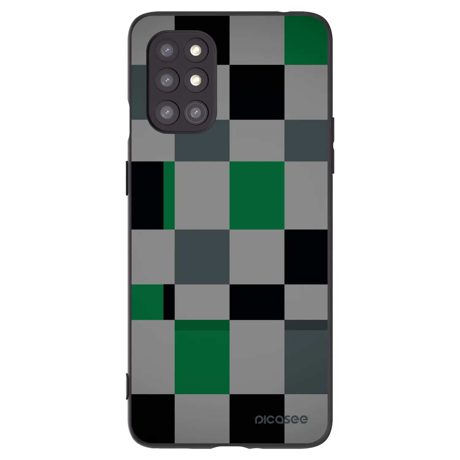 Picasee silikonowe czarne etui na OnePlus 8T - Block Grid