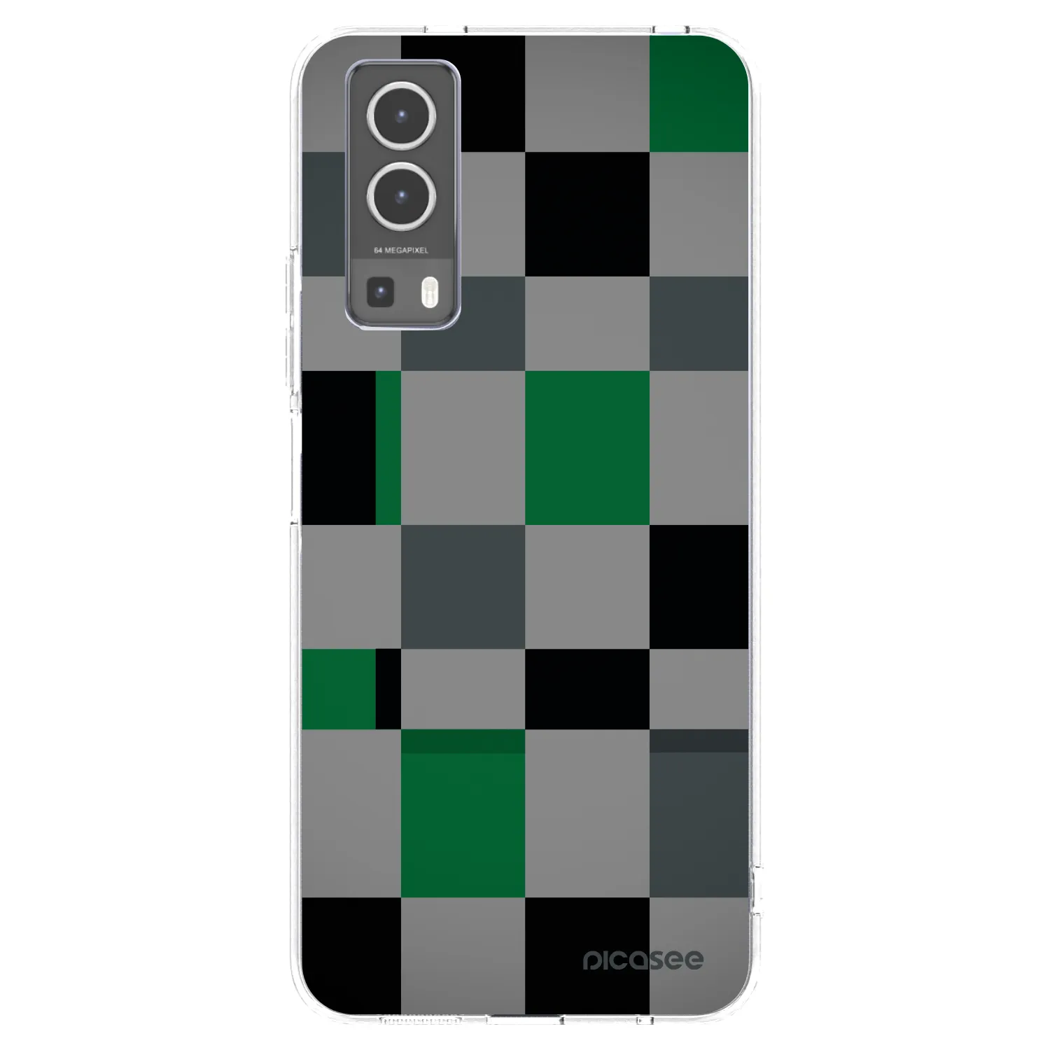 Picasee silikonowe przeźroczyste etui na Vivo Y72 5G - Block Grid