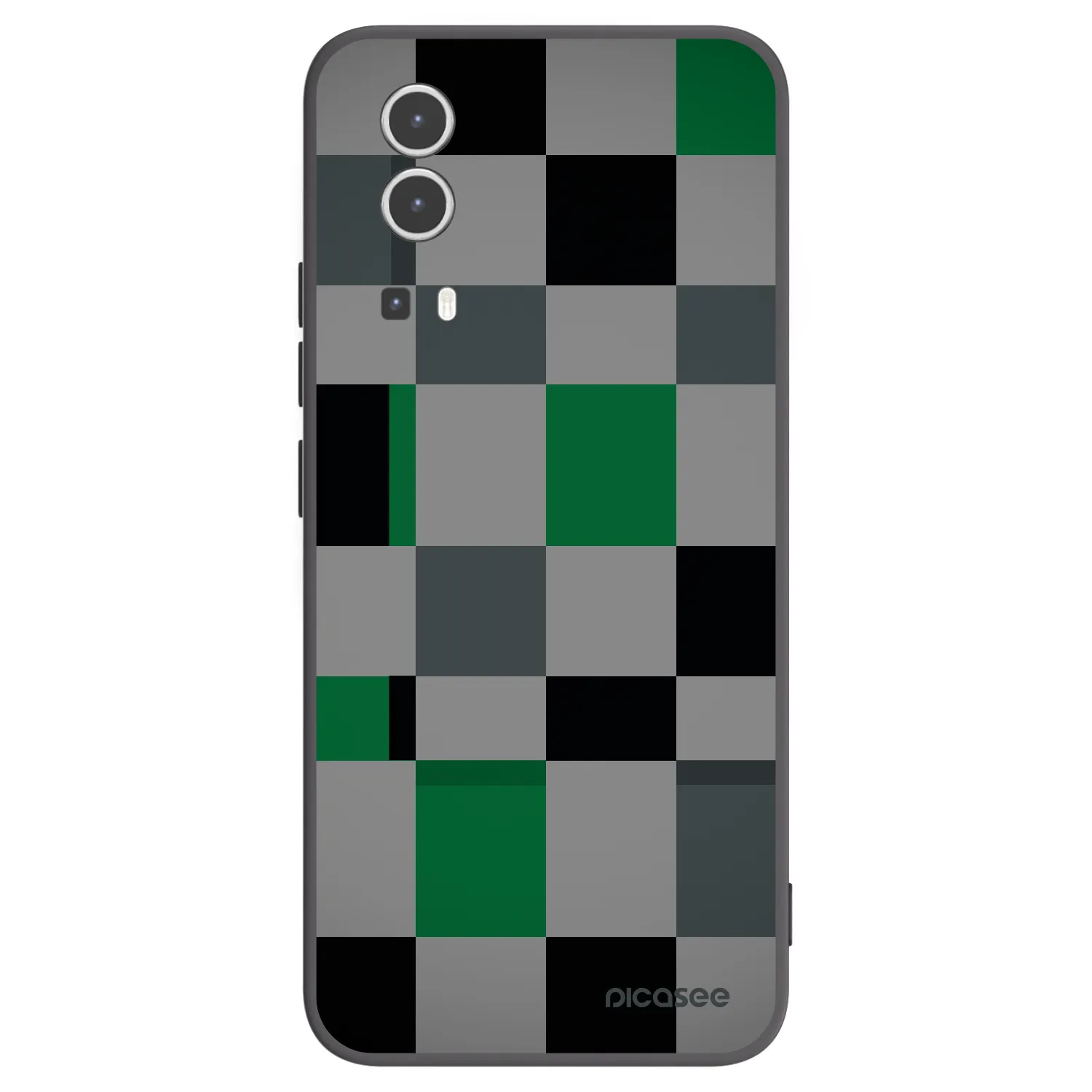 Picasee silikonowe czarne etui na Vivo Y72 5G - Block Grid