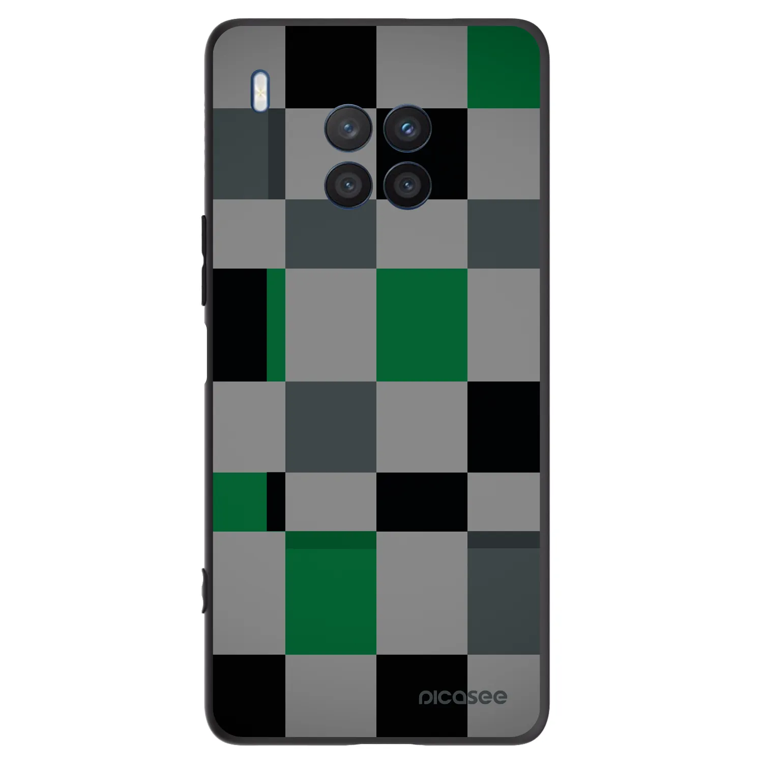 Picasee silikonowe czarne etui na Honor 50 Lite - Block Grid