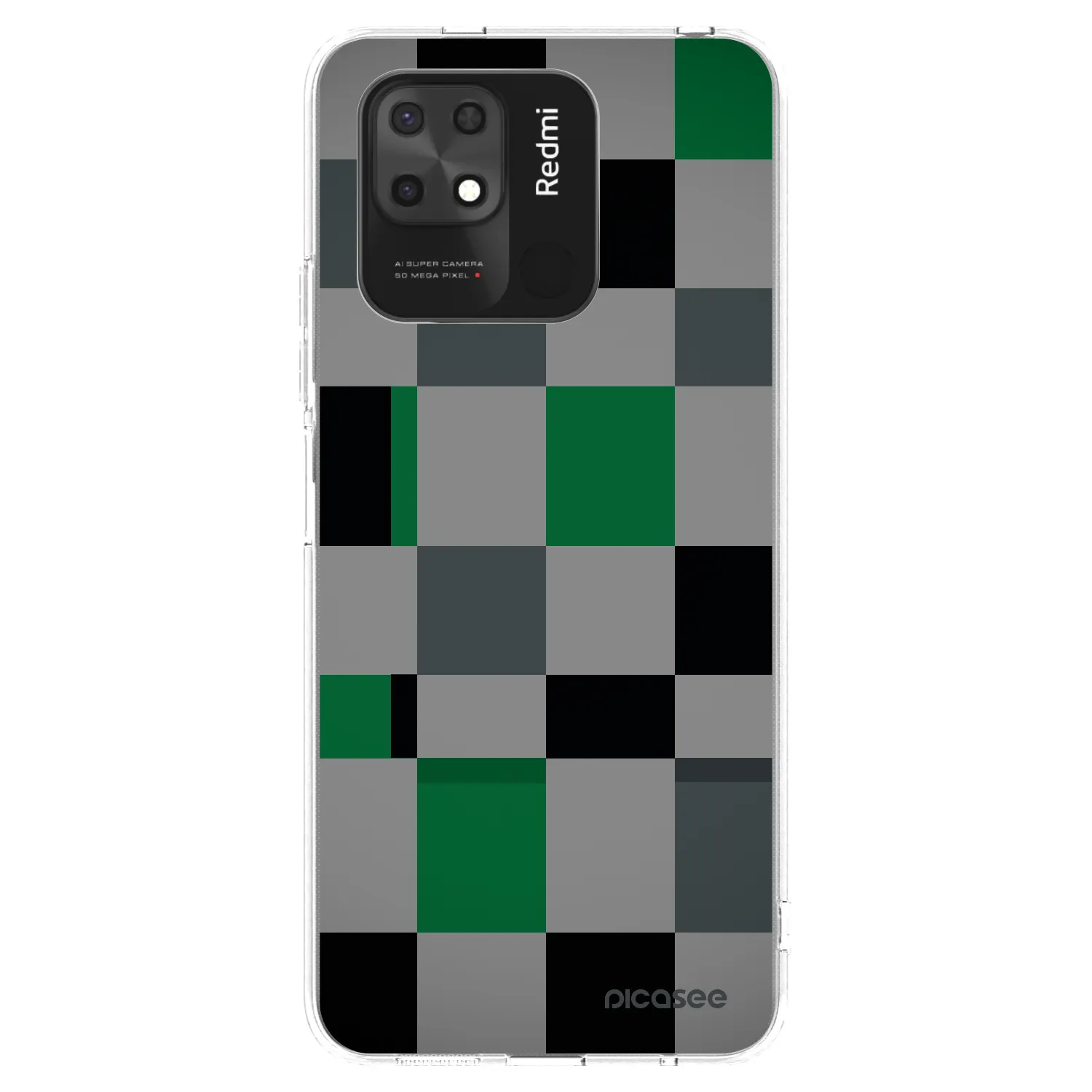 Picasee silikonowe przeźroczyste etui na Xiaomi Redmi 10C - Block Grid