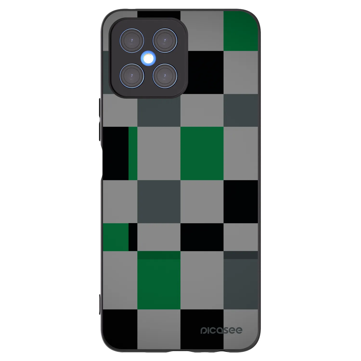 Picasee silikonowe czarne etui na Honor X8 4G - Block Grid
