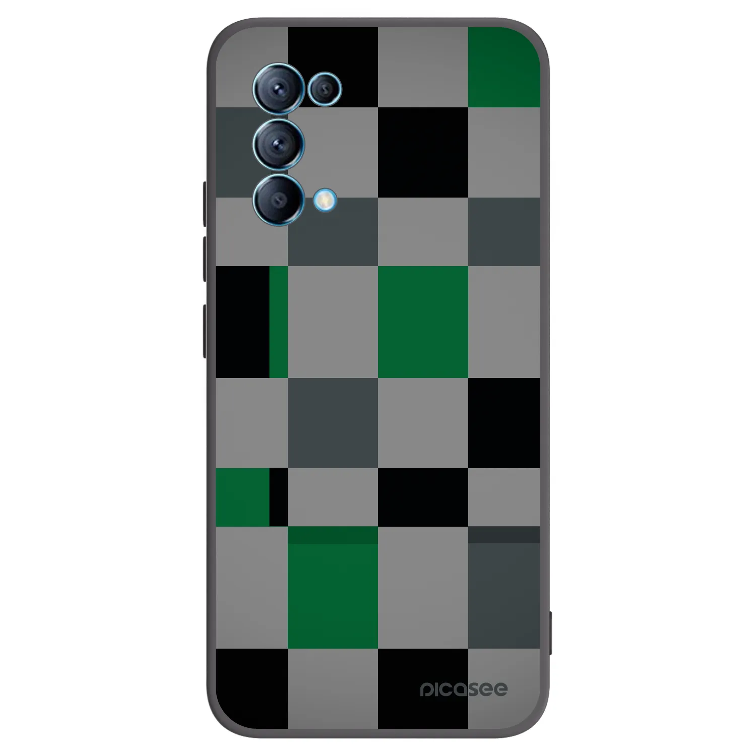 Picasee silikonowe czarne etui na OPPO A16s - Block Grid
