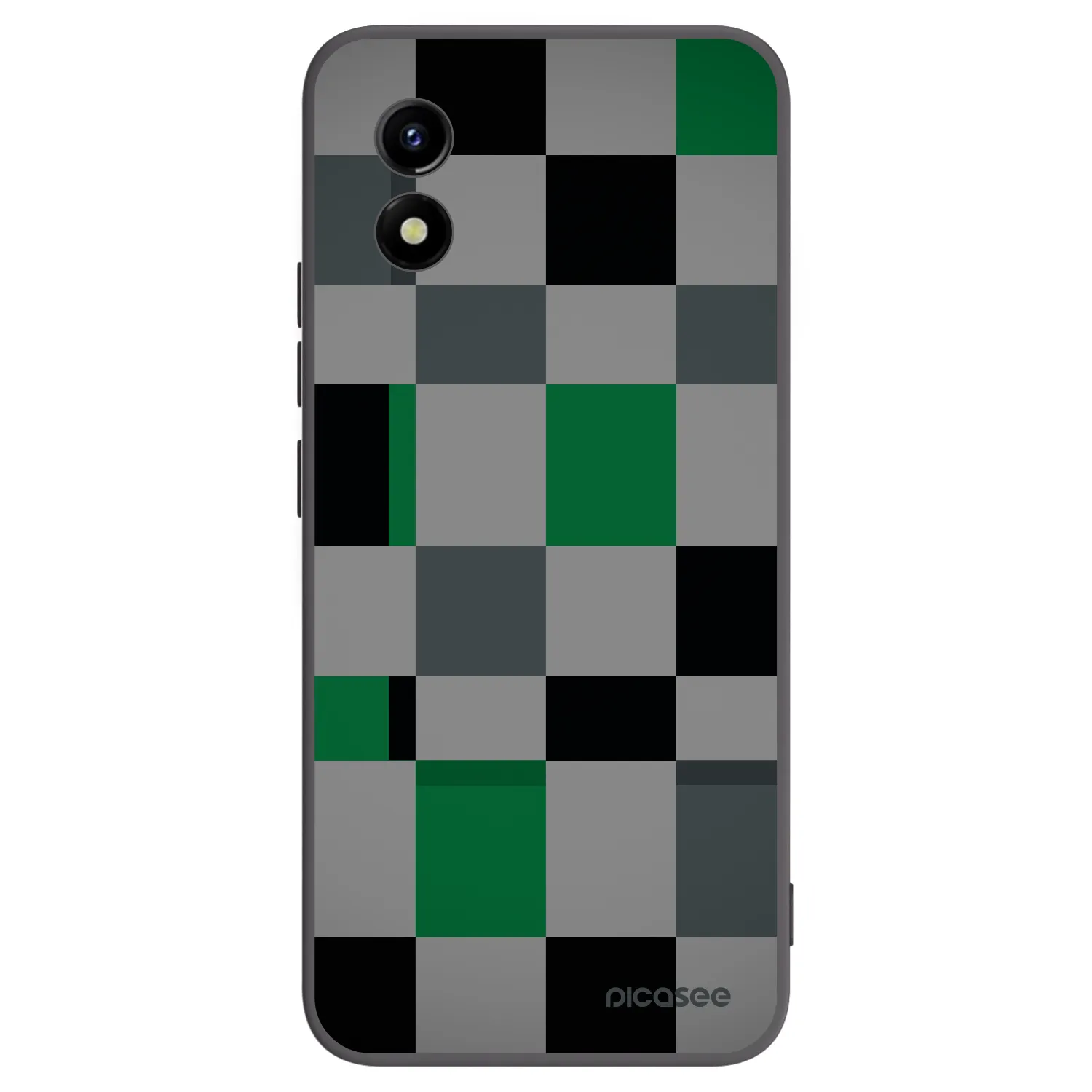 Picasee silikonowe czarne etui na Vivo Y01 - Block Grid