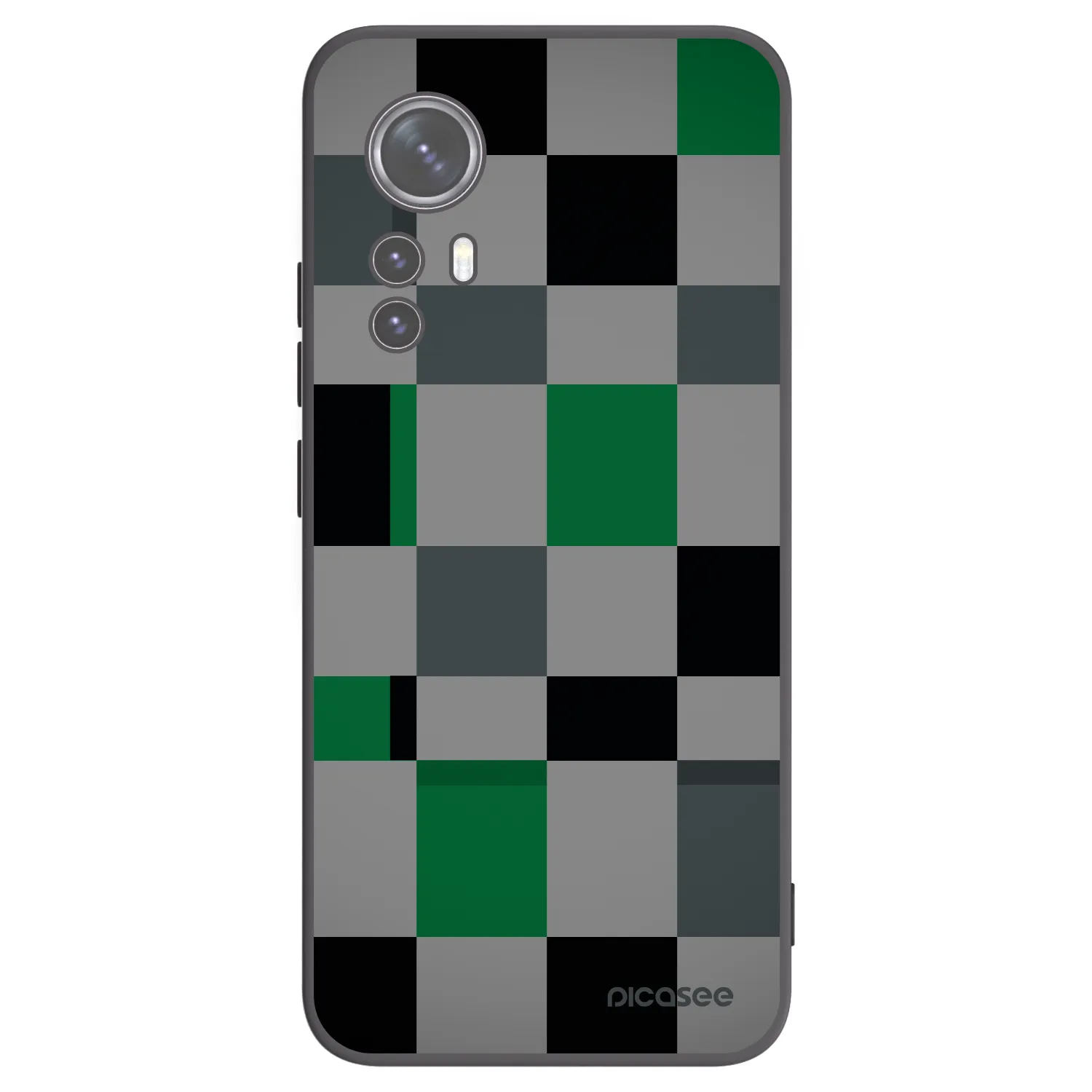 Picasee silikonowe czarne etui na Xiaomi 12X - Block Grid