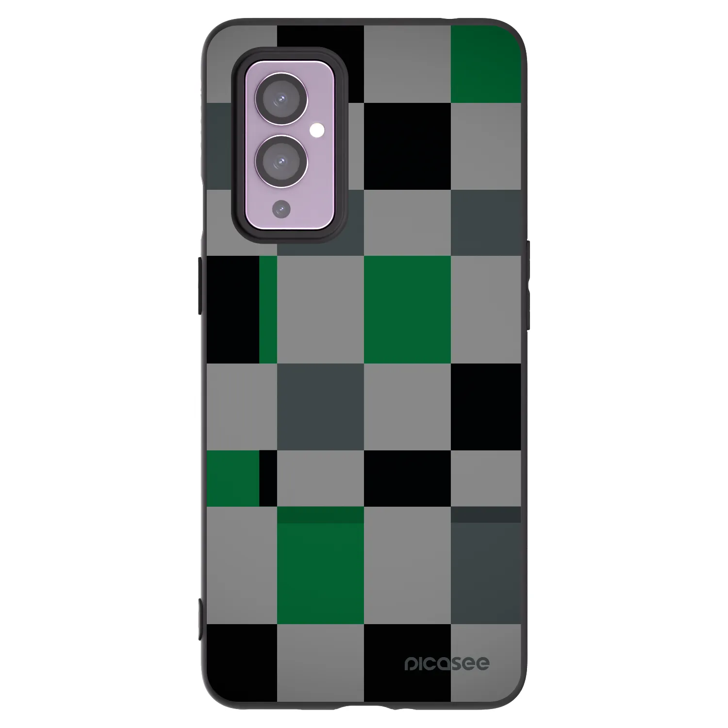 Picasee silikonowe czarne etui na OnePlus 9 - Block Grid