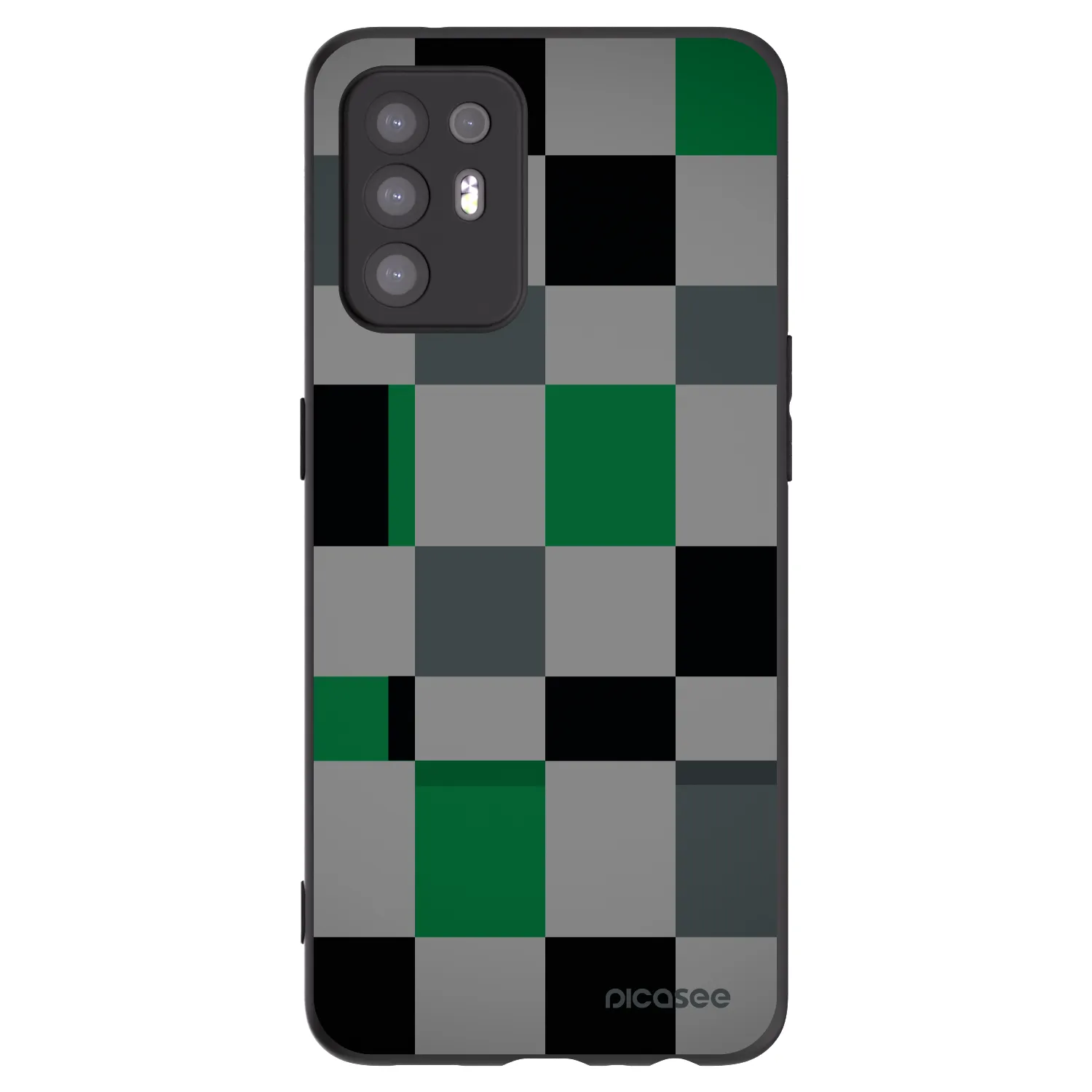 Picasee silikonowe czarne etui na OPPO A94 5G - Block Grid
