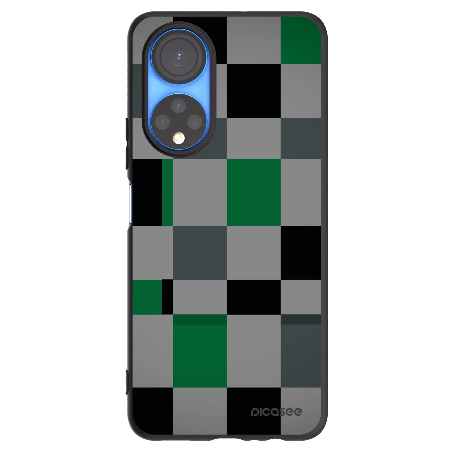 Picasee silikonowe czarne etui na Honor X7 - Block Grid