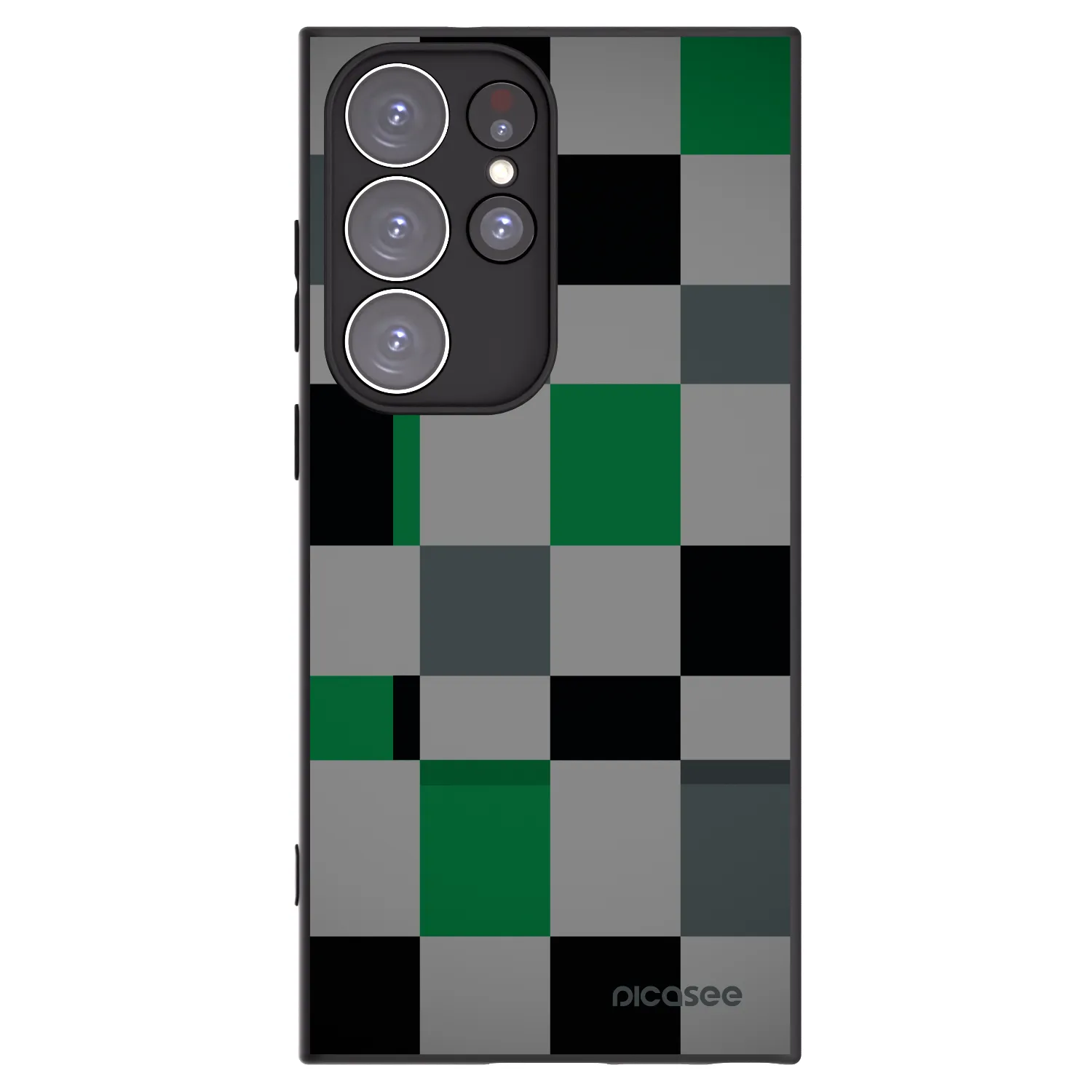 Picasee silikonowe czarne etui na Samsung Galaxy S23 Ultra 5G - Block Grid