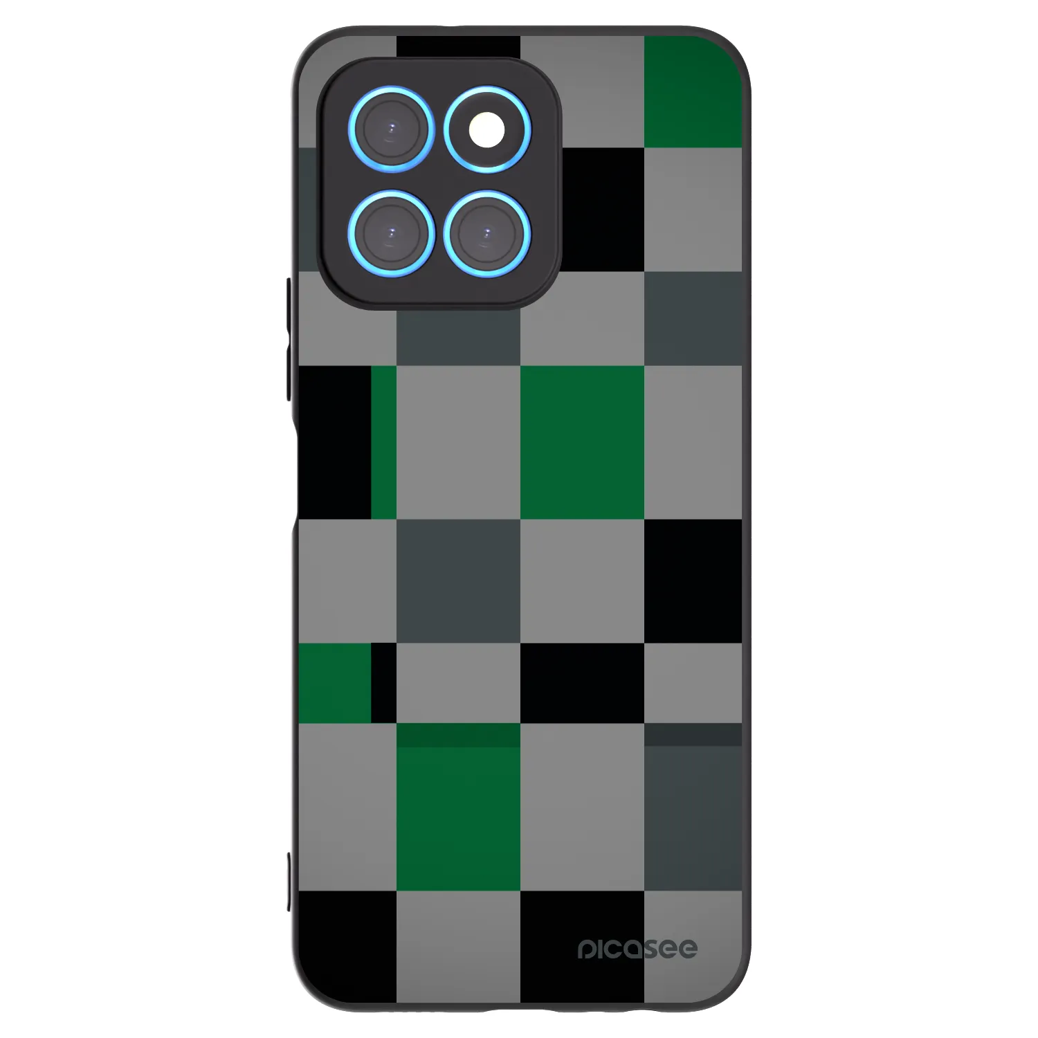 Picasee silikonowe czarne etui na Honor X8 5G - Block Grid