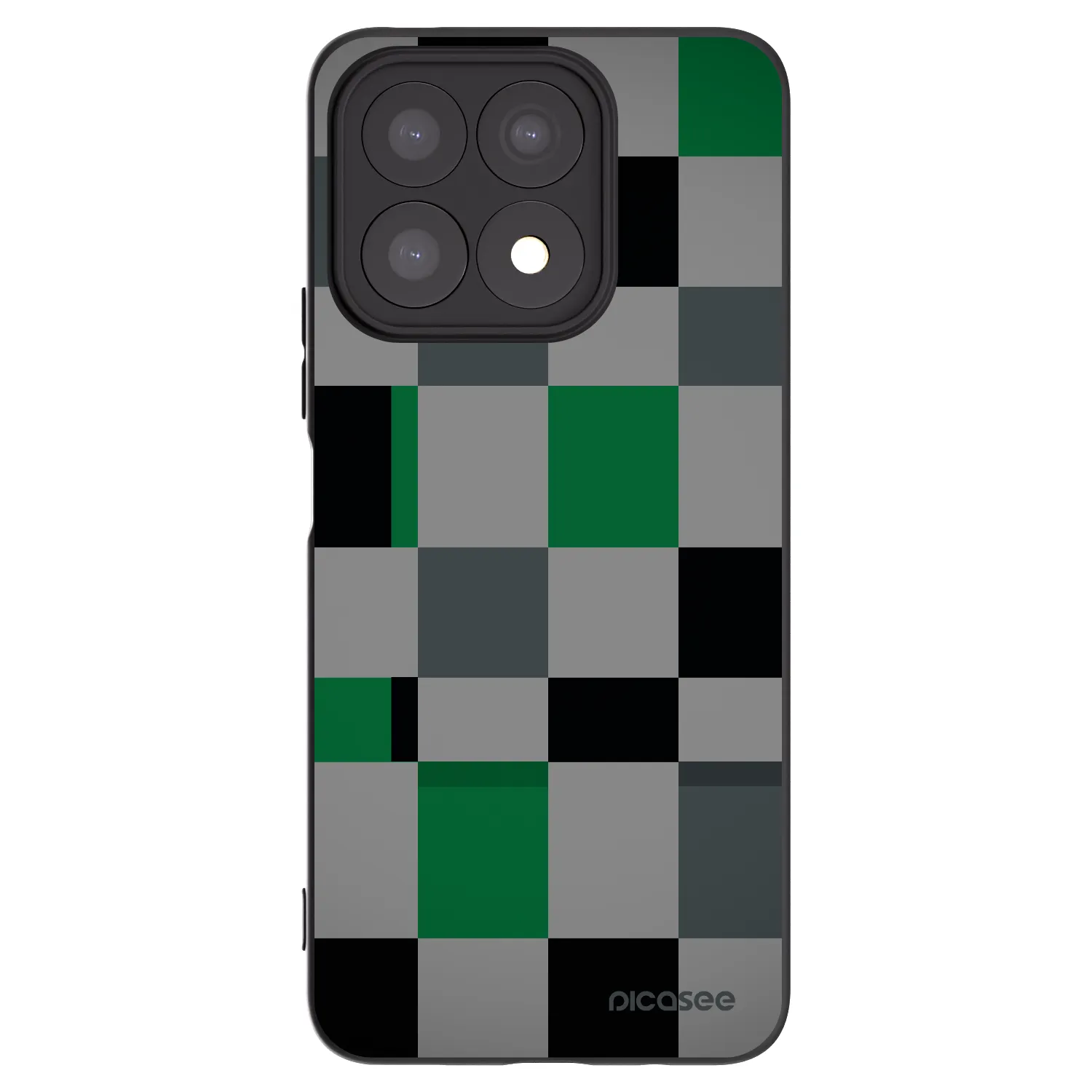 Picasee silikonowe czarne etui na Honor X8a - Block Grid