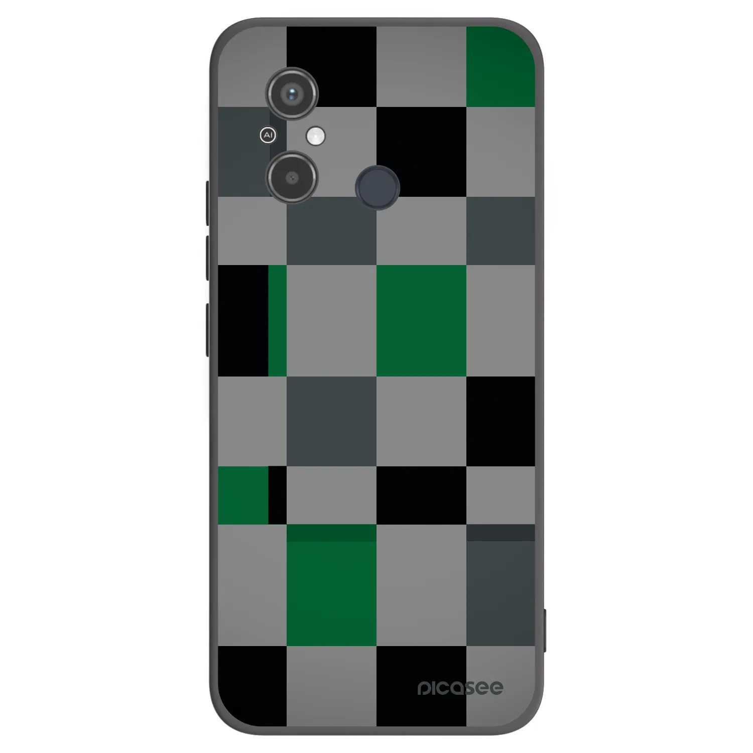 Picasee silikonowe czarne etui na Xiaomi Redmi 12C - Block Grid