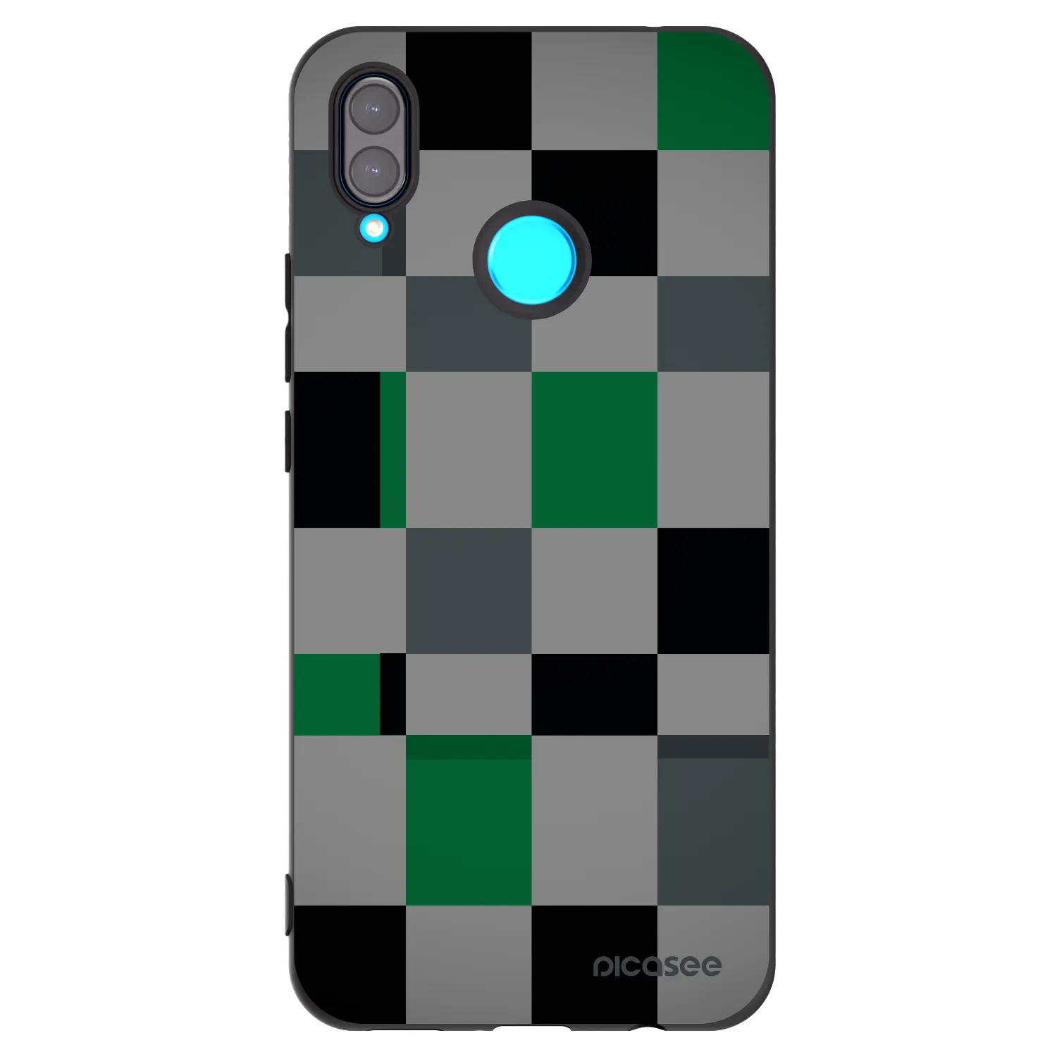 Picasee silikonowe czarne etui na Huawei Nova 3i - Block Grid