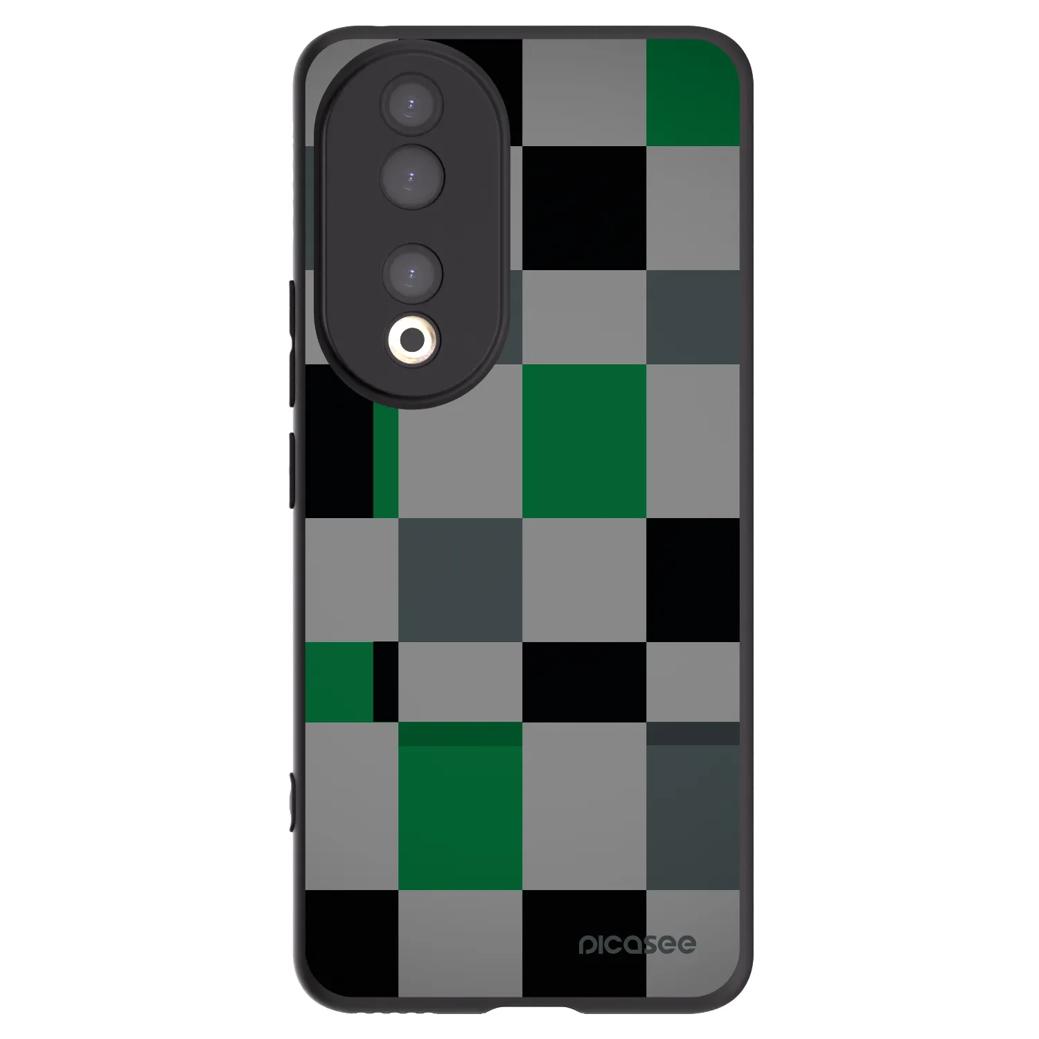 Picasee silikonowe czarne etui na Honor 90 5G - Block Grid