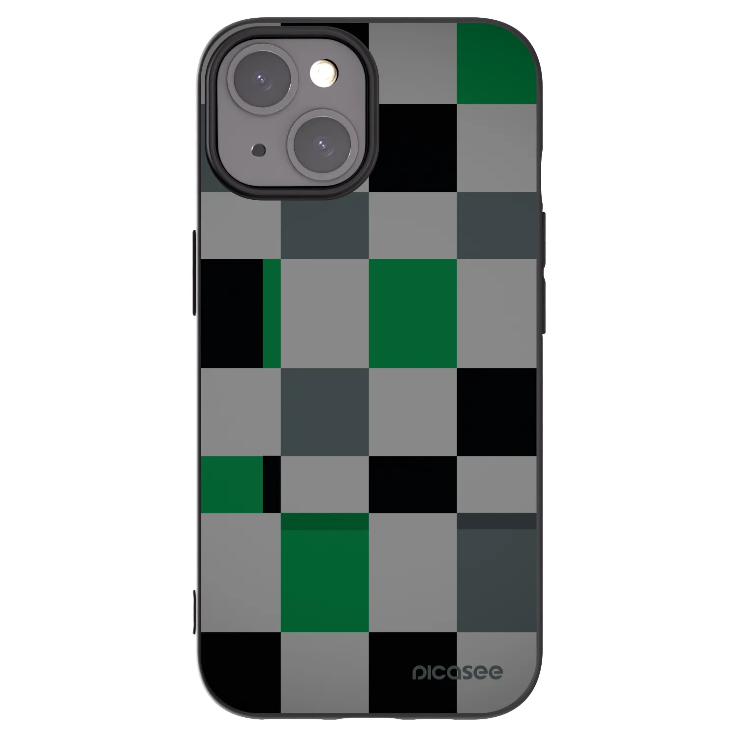Picasee silikonowe czarne etui na Apple iPhone 15 - Block Grid