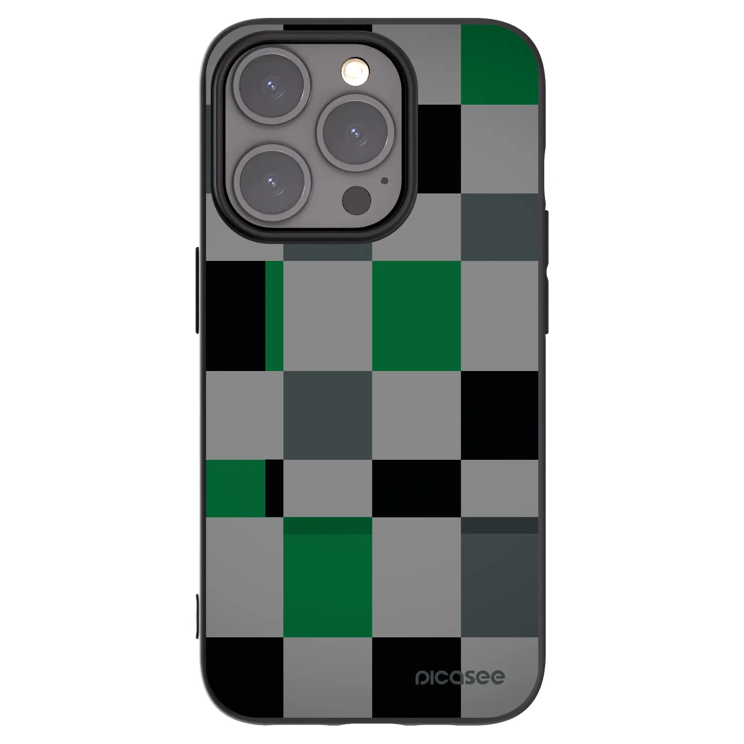 Picasee silikonowe czarne etui na Apple iPhone 15 Pro - Block Grid