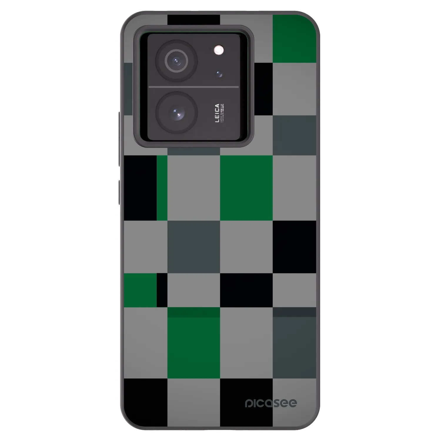 Picasee silikonowe czarne etui na Xiaomi 13T - Block Grid