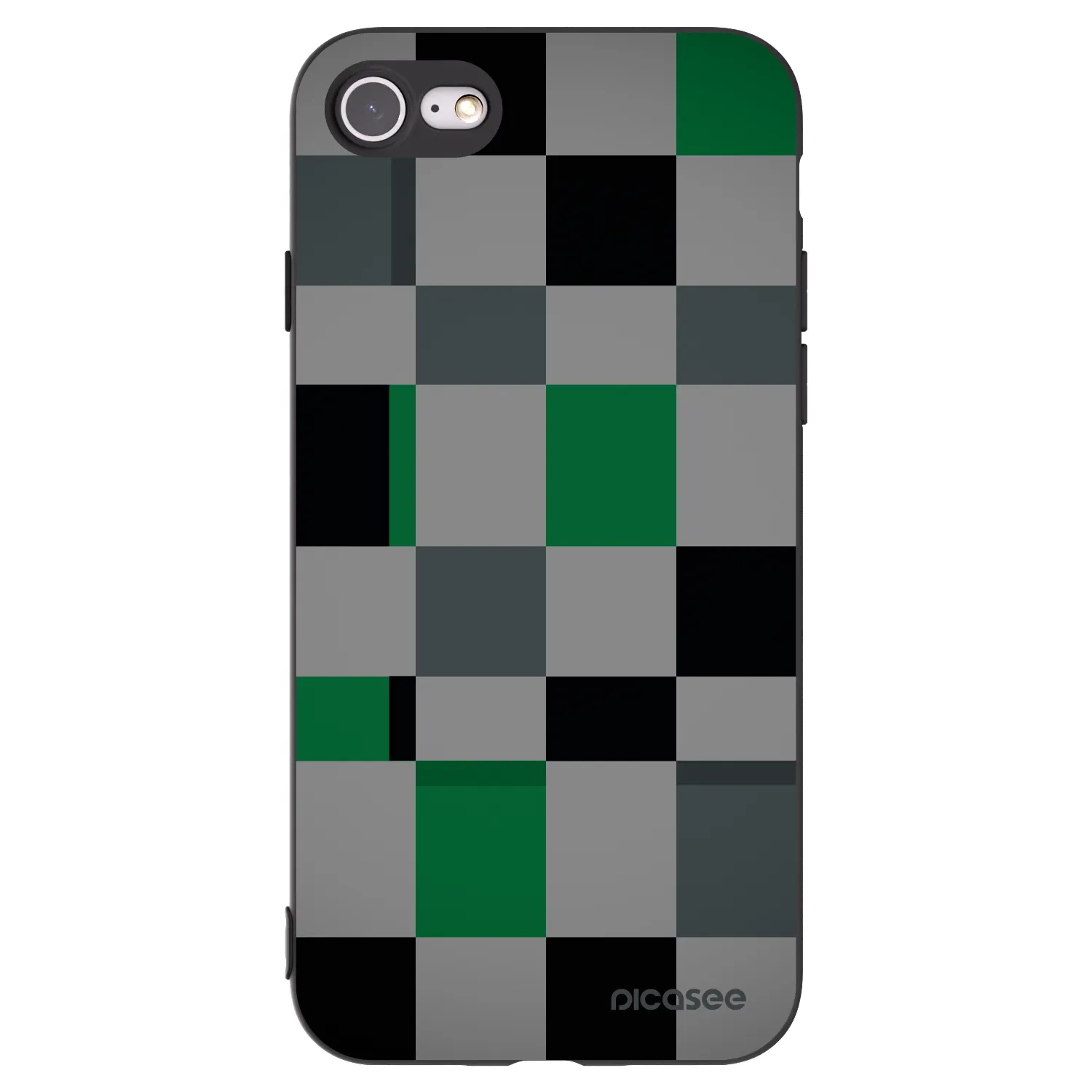 Picasee silikonowe czarne etui na Apple iPhone 7 - Block Grid