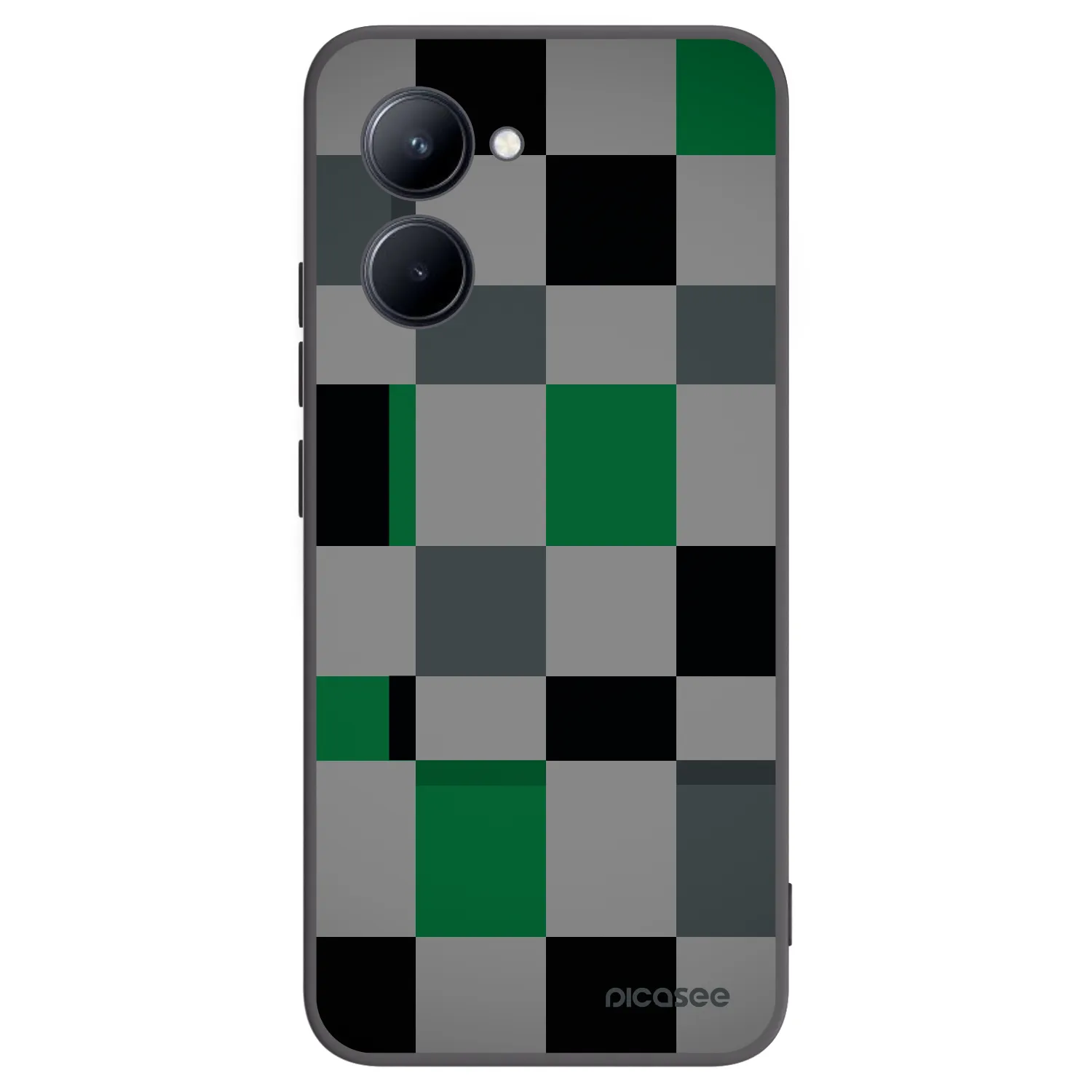 Picasee silikonowe czarne etui na Realme C33 (2023) - Block Grid