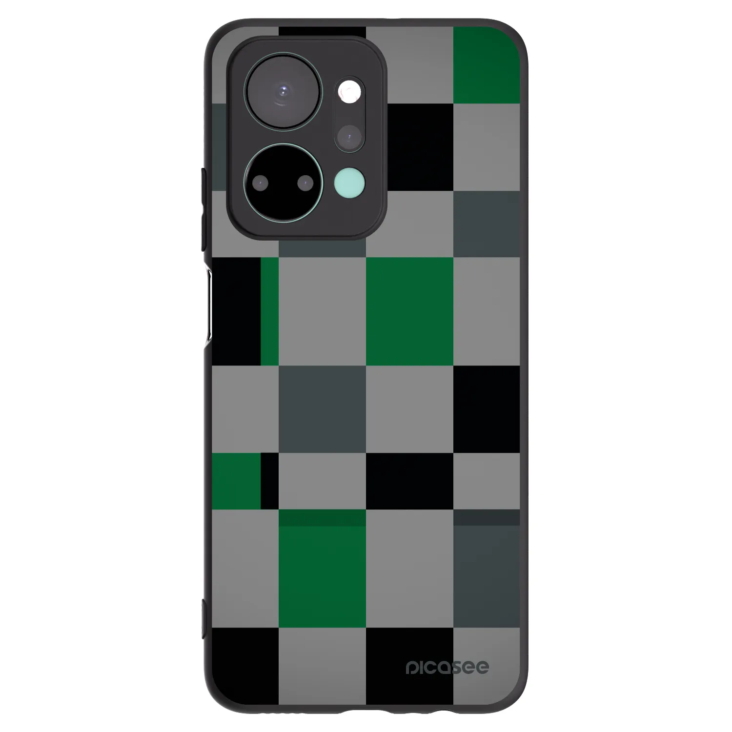 Picasee silikonowe czarne etui na Honor X7a - Block Grid