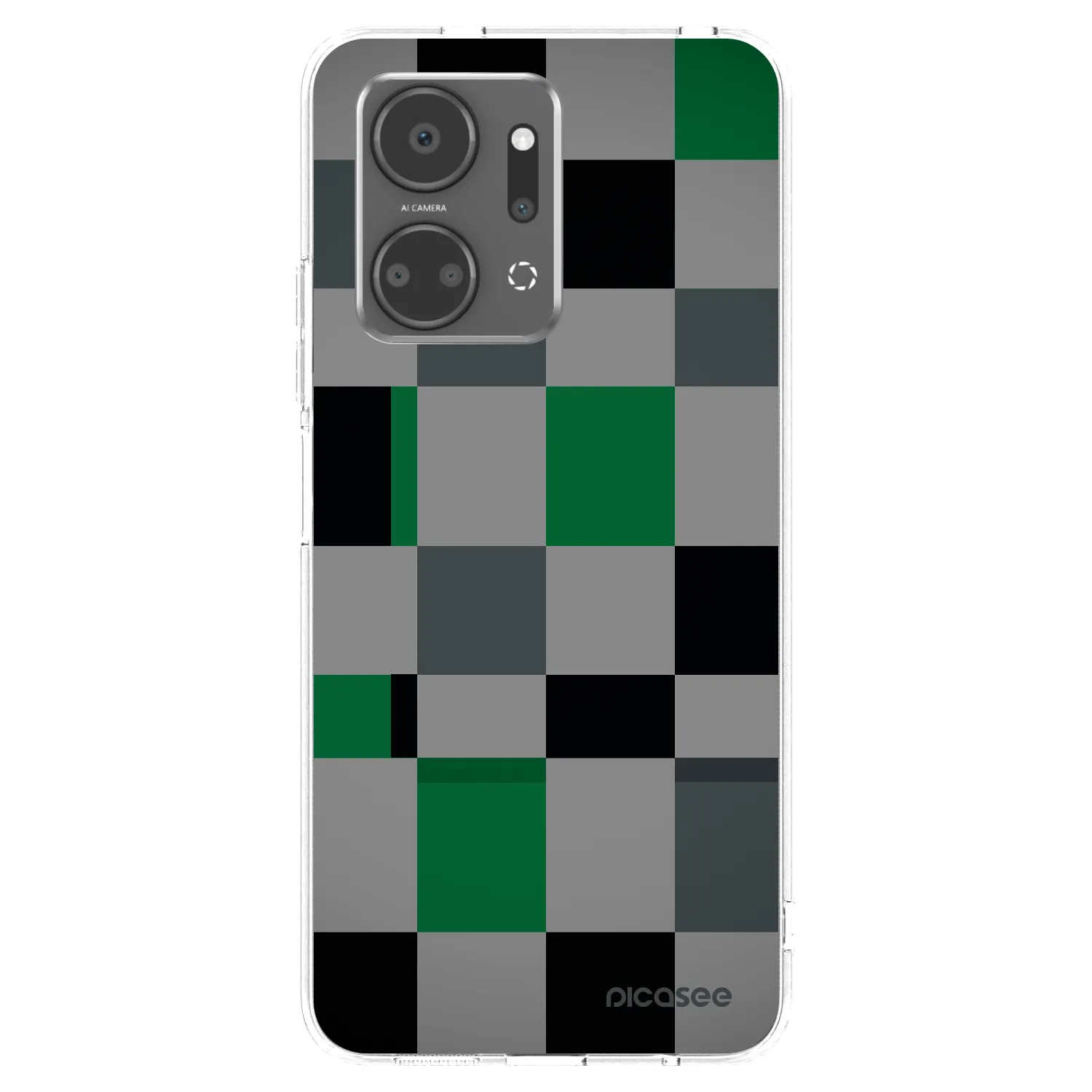 Picasee silikonowe przeźroczyste etui na Honor X7a - Block Grid