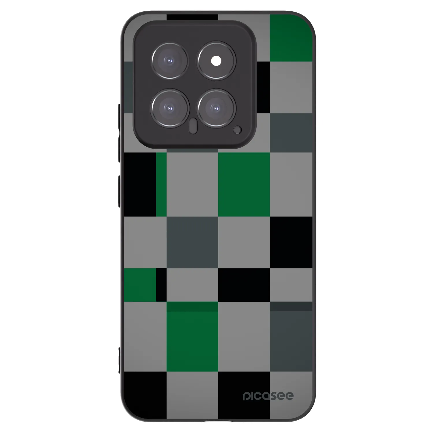 Picasee silikonowe czarne etui na Xiaomi 14 - Block Grid