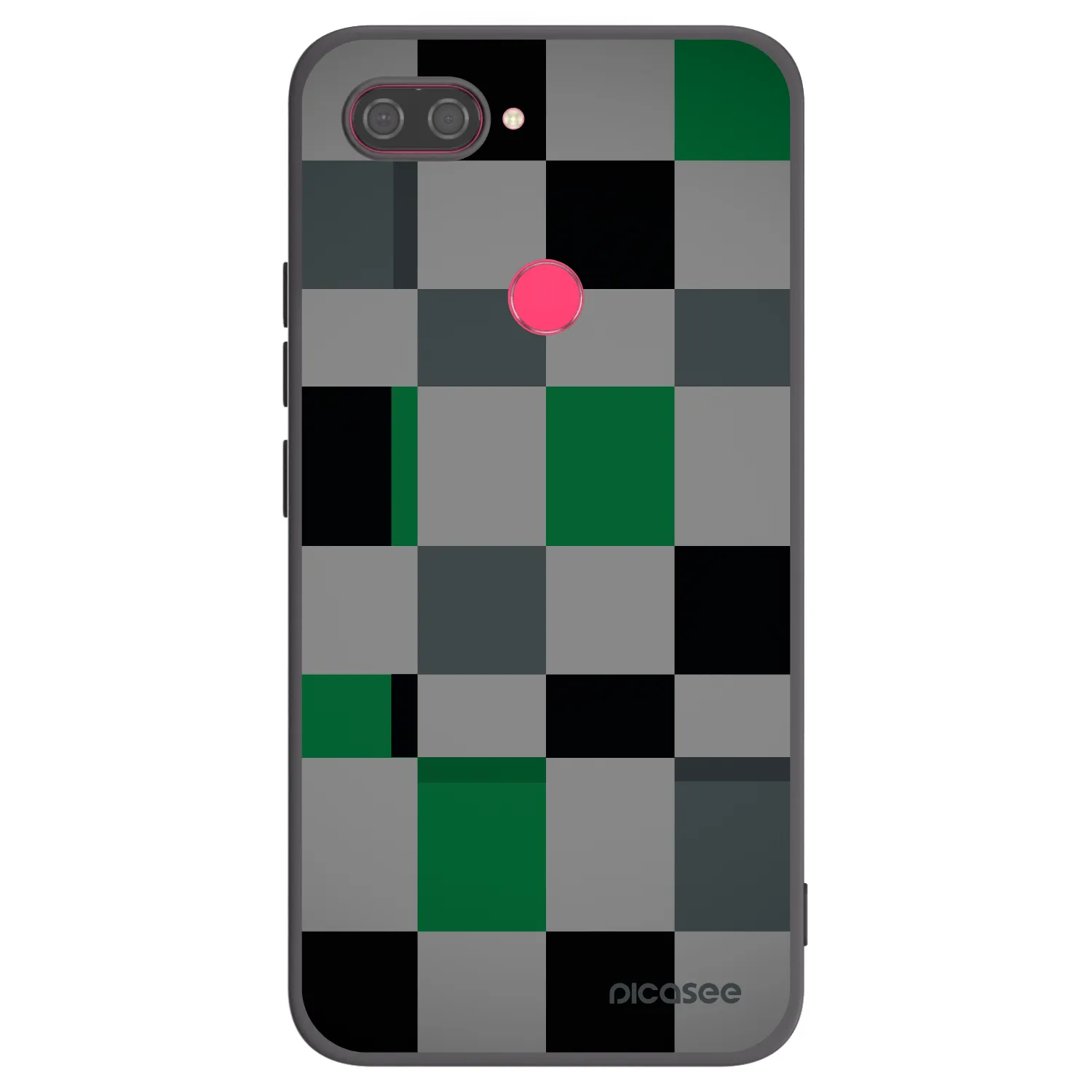 Picasee silikonowe czarne etui na Xiaomi Mi 8 Lite - Block Grid