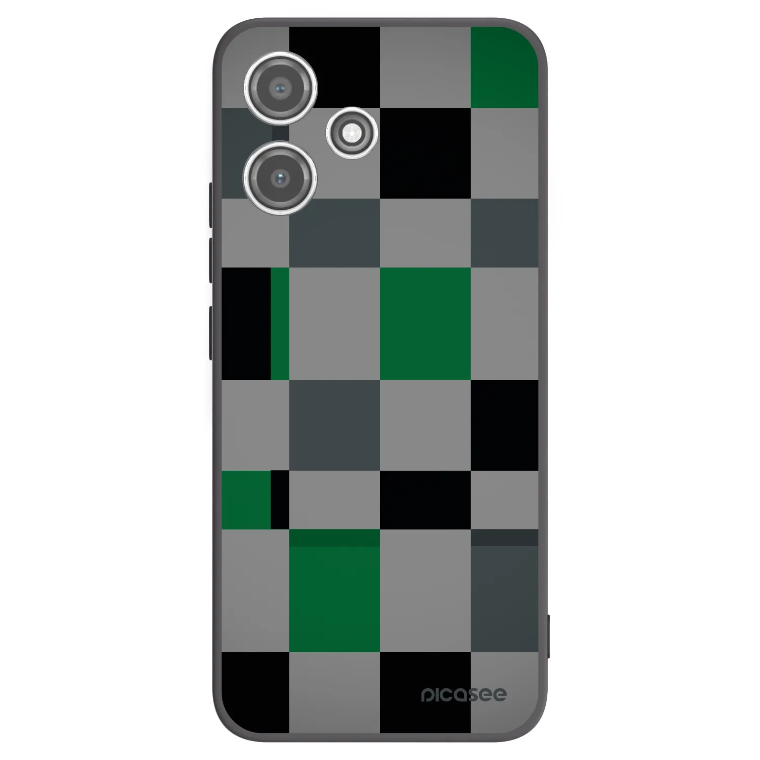 Picasee silikonowe czarne etui na Xiaomi Redmi 12 5G - Block Grid