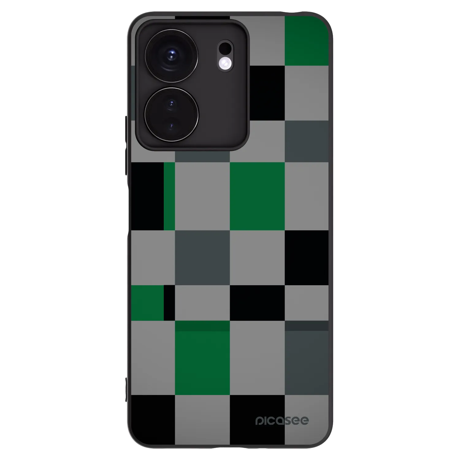 Picasee silikonowe czarne etui na Xiaomi Redmi 13C 4G - Block Grid