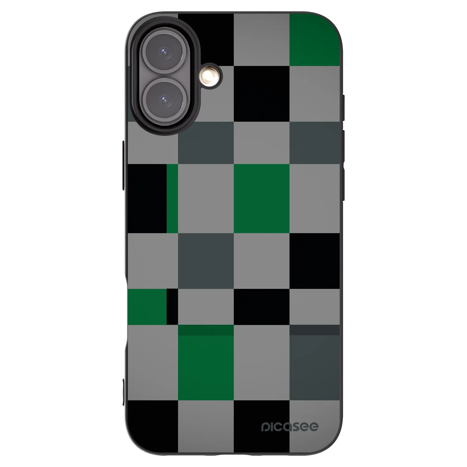 Picasee silikonowe czarne etui na Apple iPhone 16 Plus - Block Grid